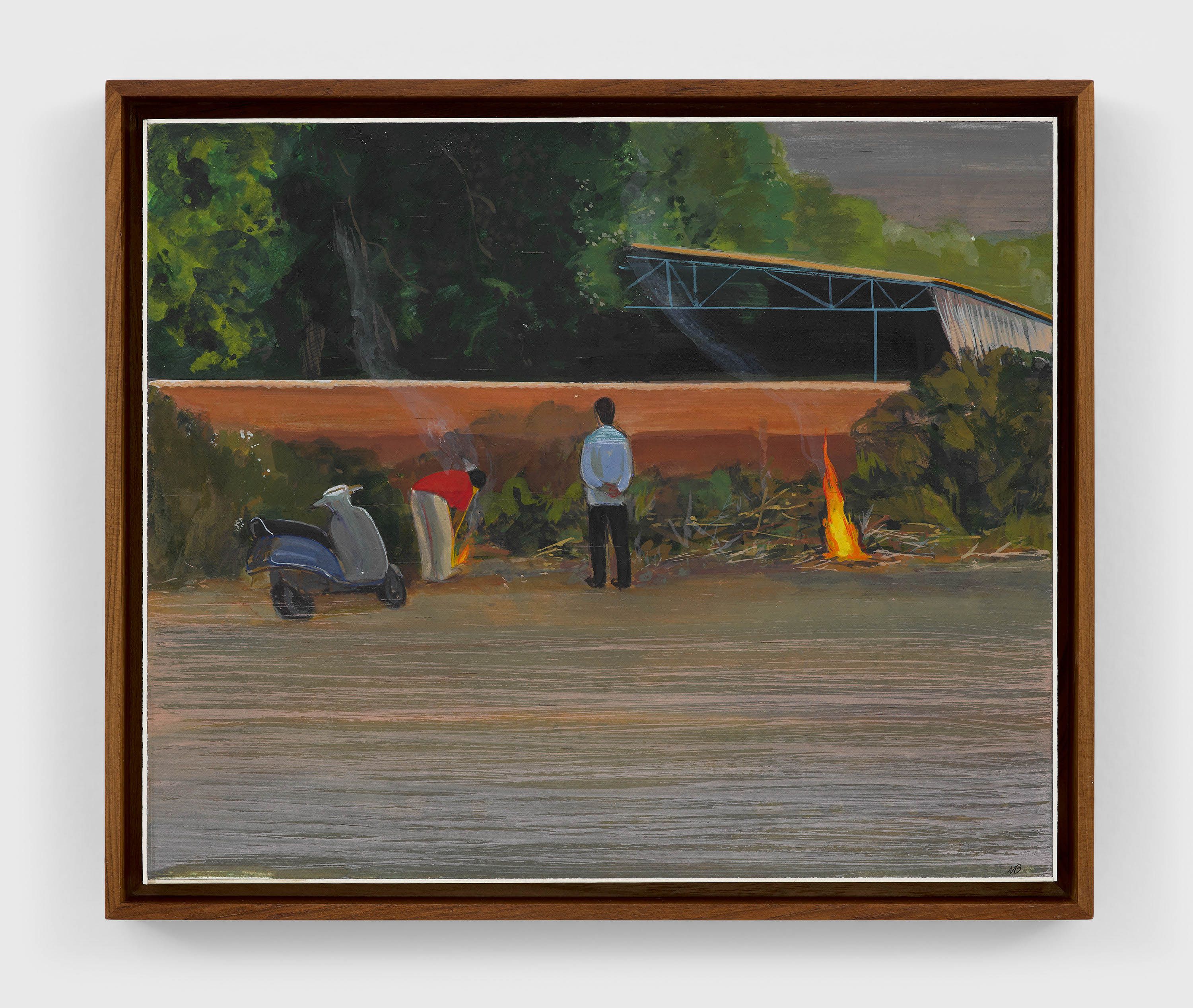 A casein on board artwork by Mahesh Baliga, titled Timepass, dated 2022.