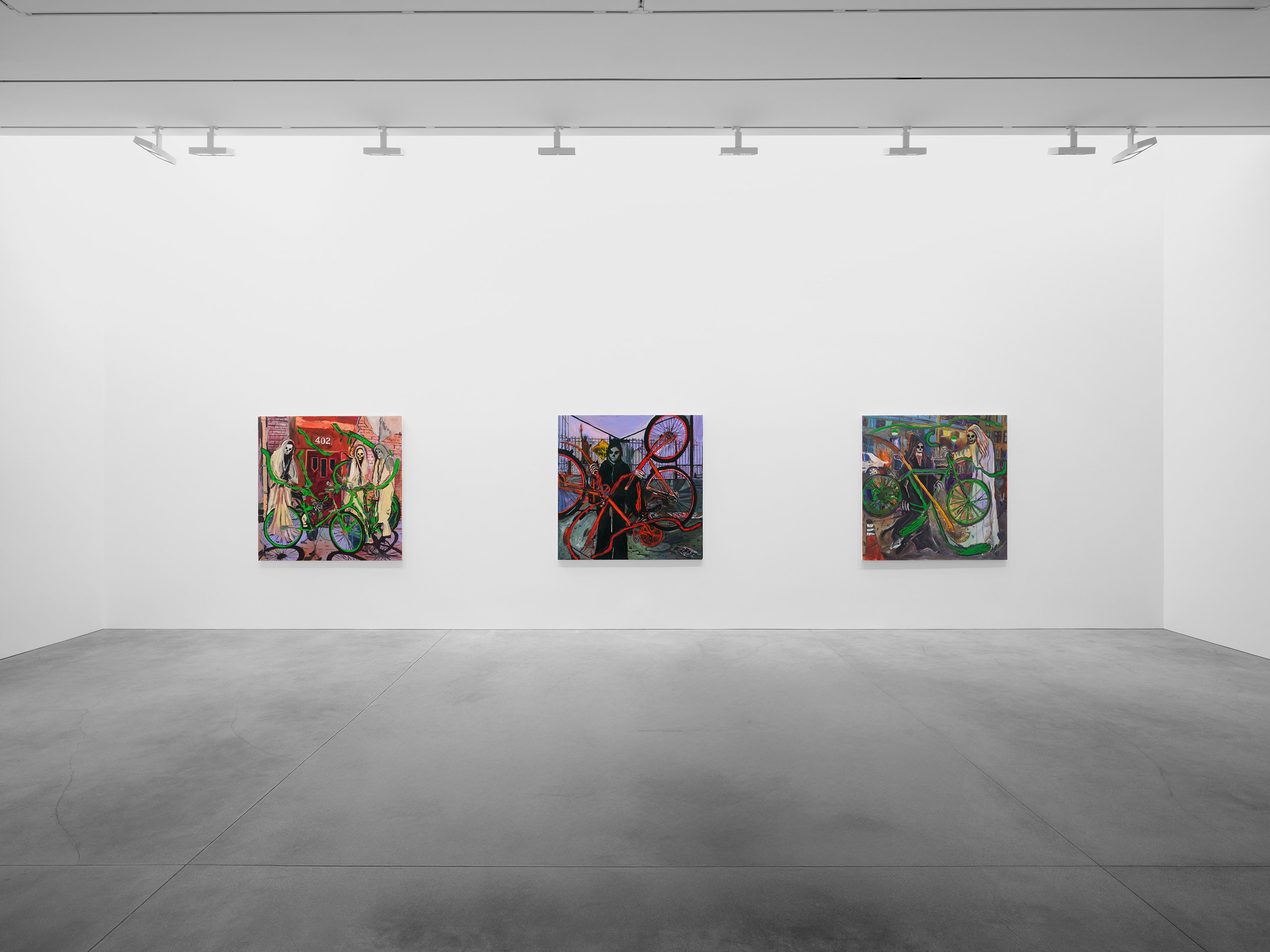 An installation view of the exhibition, Josh Smith: Destiny, at David Zwirner in Los Angeles, dated 2025.