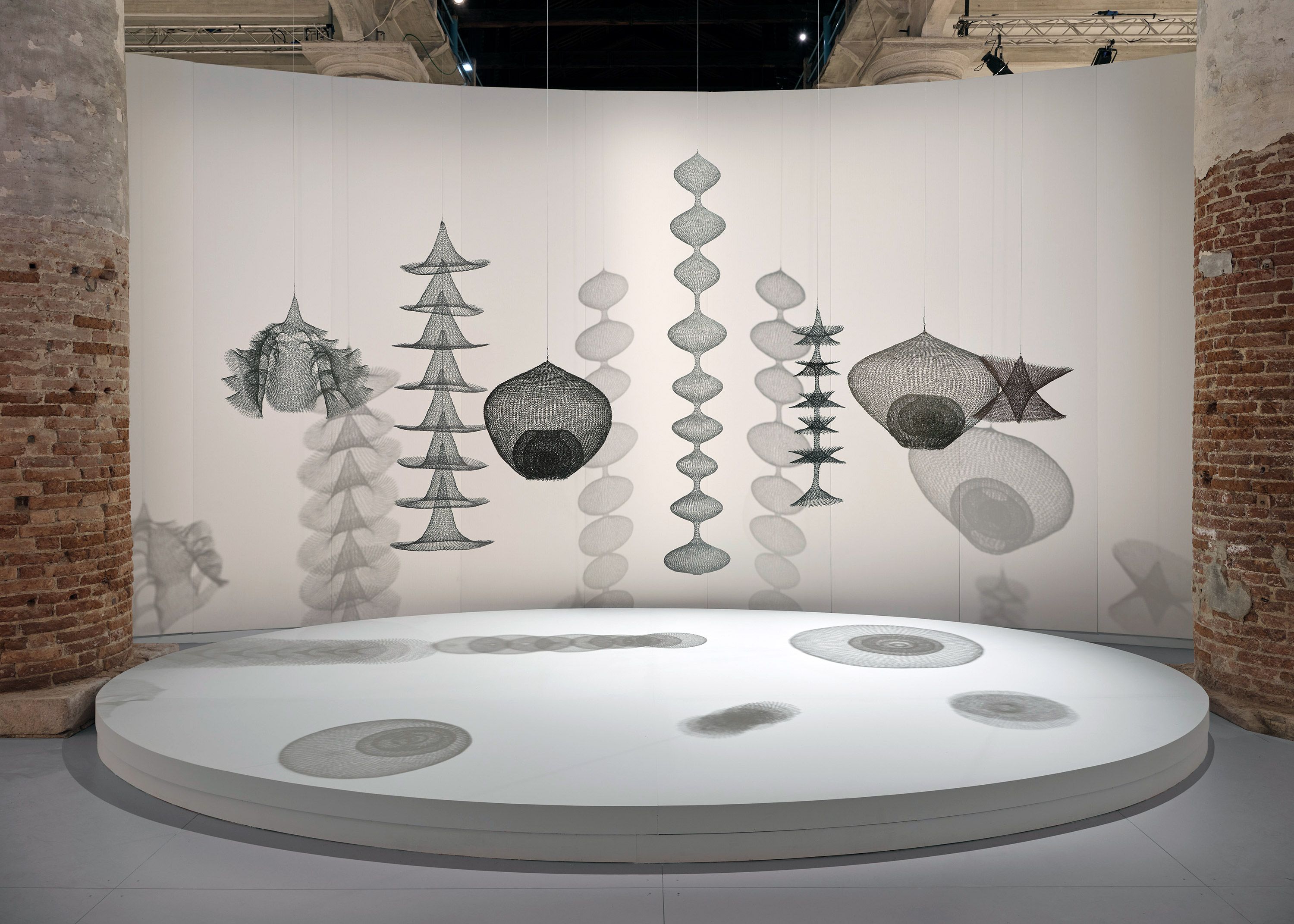 Installation view, works by Ruth Asawa, on view at 59th Venice Biennale, The Milk of Dreams, 2022. Photo by Maris Mezulis