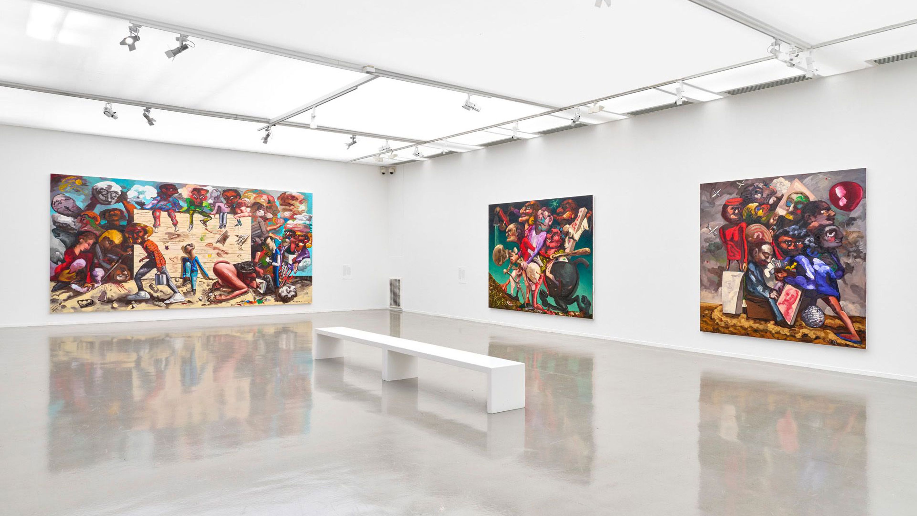 Installation view of the exhibition "Dana Schutz: Le monde visible," at the Musée d’art Moderne de Paris, 2023