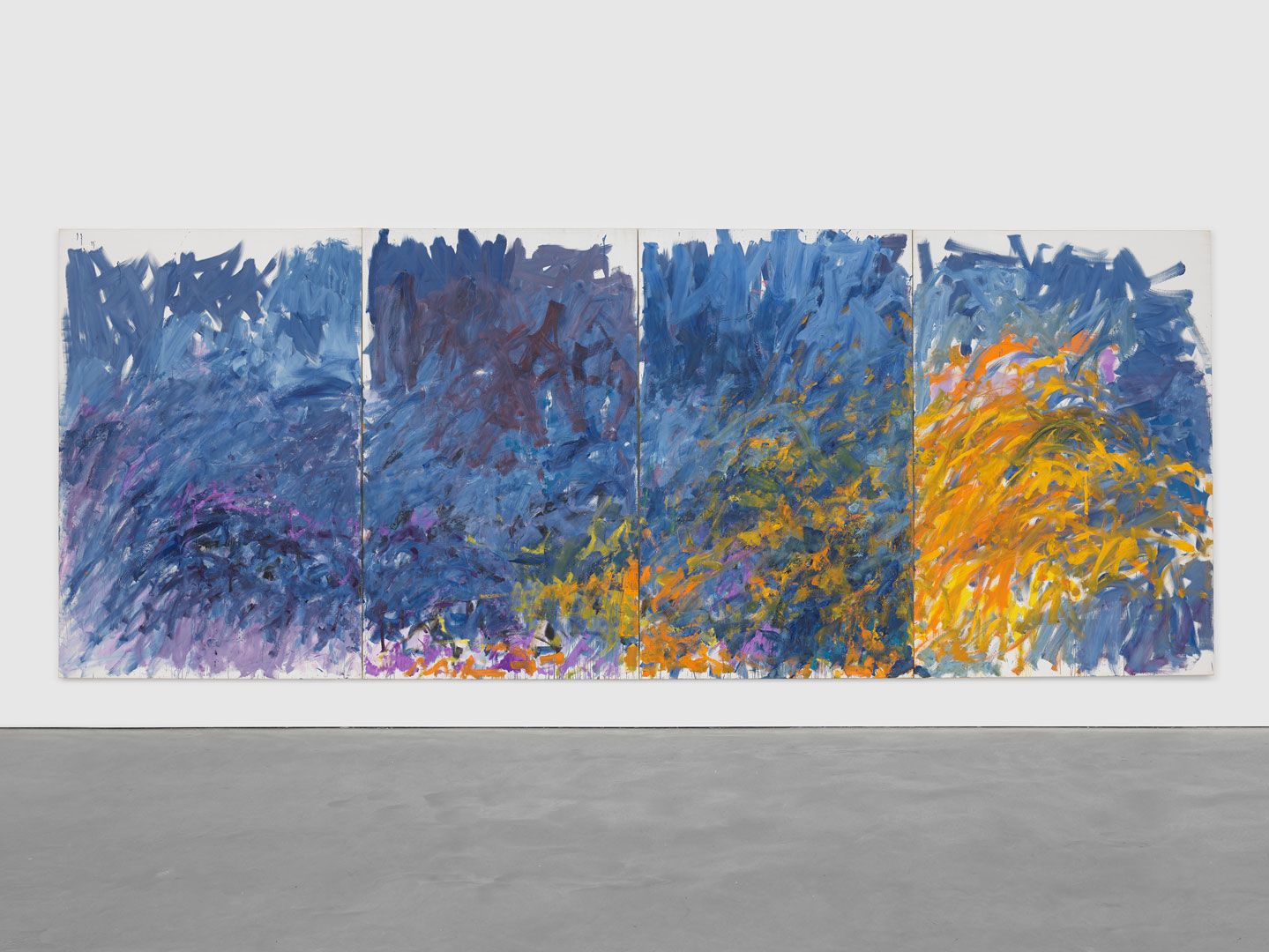 A painting by Joan Mitchell in four parts, titled Edrita Fried, dated 1981.