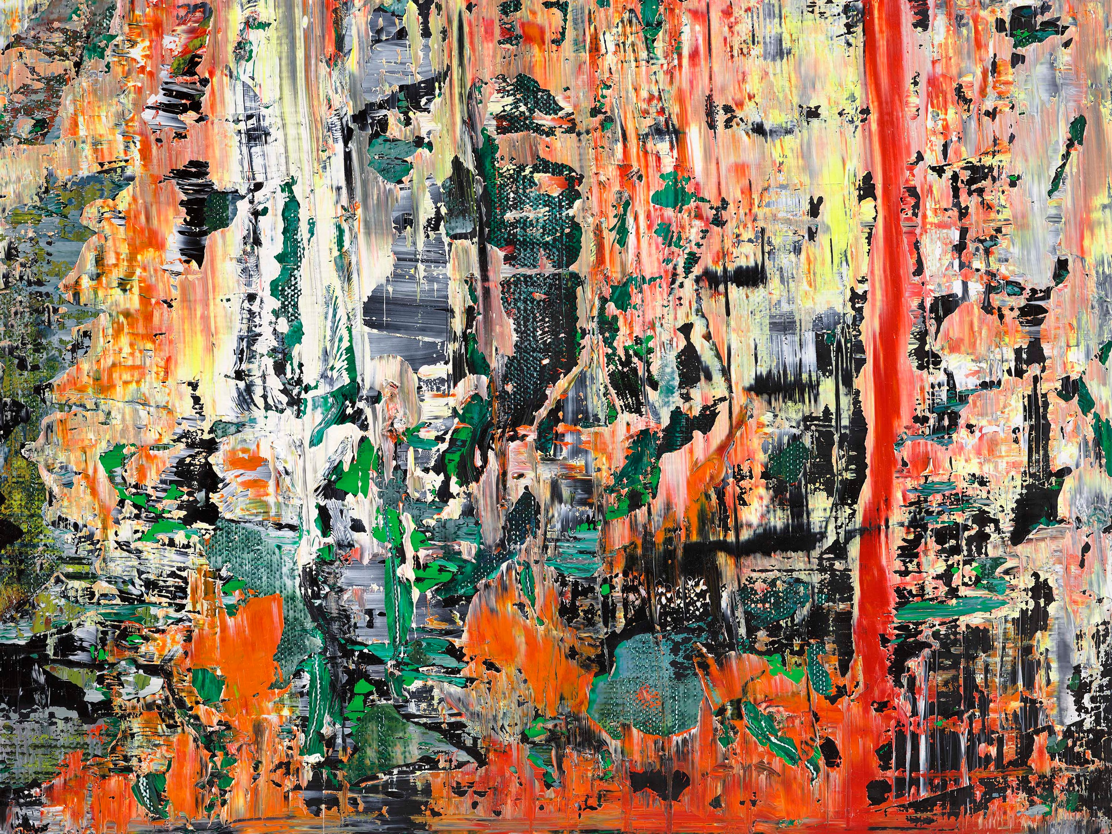 A detail from a painting by Gerhard Richter, titled Abstraktes Bild (Abstract Painting), dated 2017.
