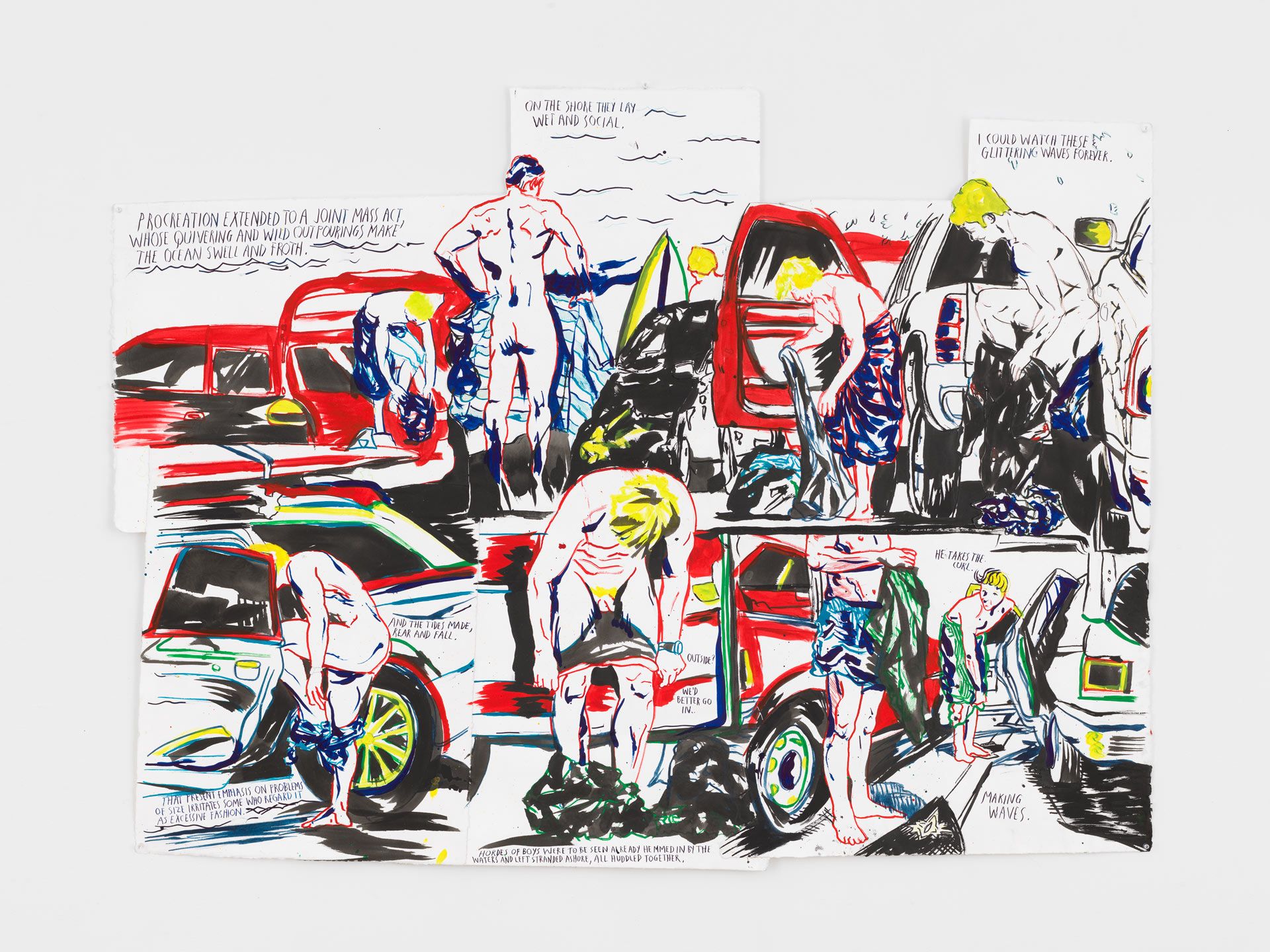 A drawing by Raymond Pettibon, titled No Title (Procreation extended to...), dated 2017.