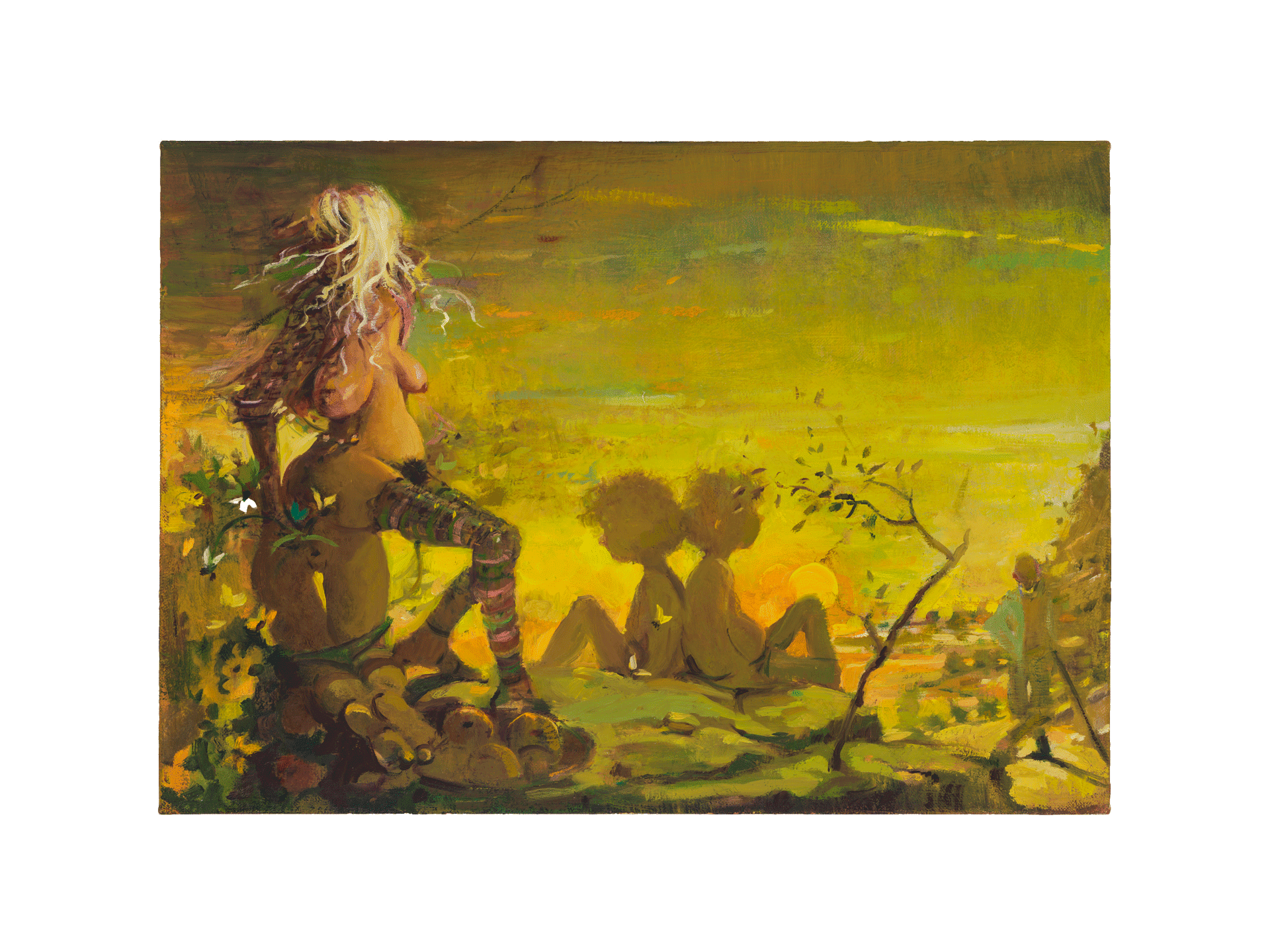 A painting by Lisa Yuskavage, titled Wee Outskirts, dated 2011.