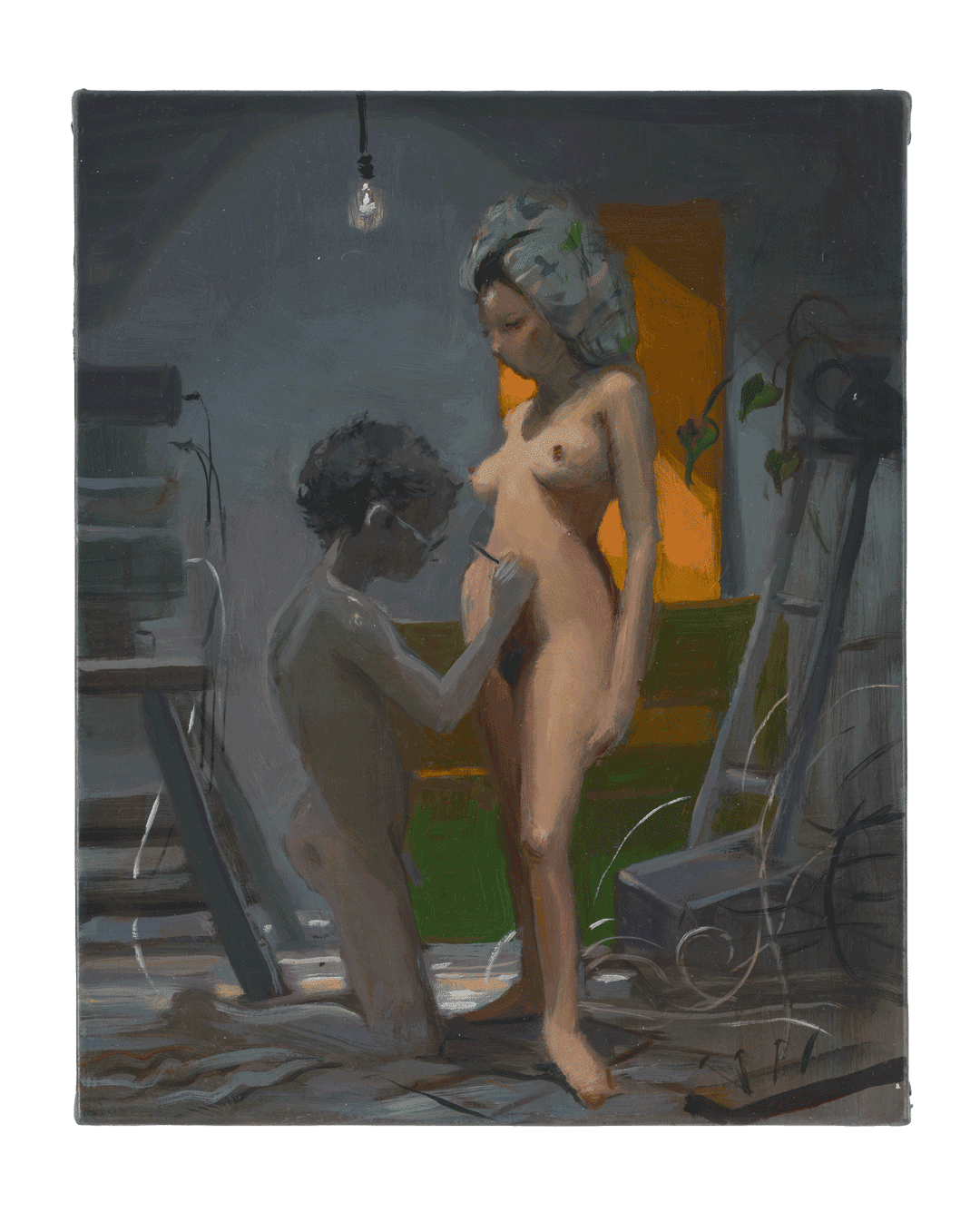 A painting by Lisa Yuskavage, titled Little Department of Painting Drawing and Sculpture, dated 2019.