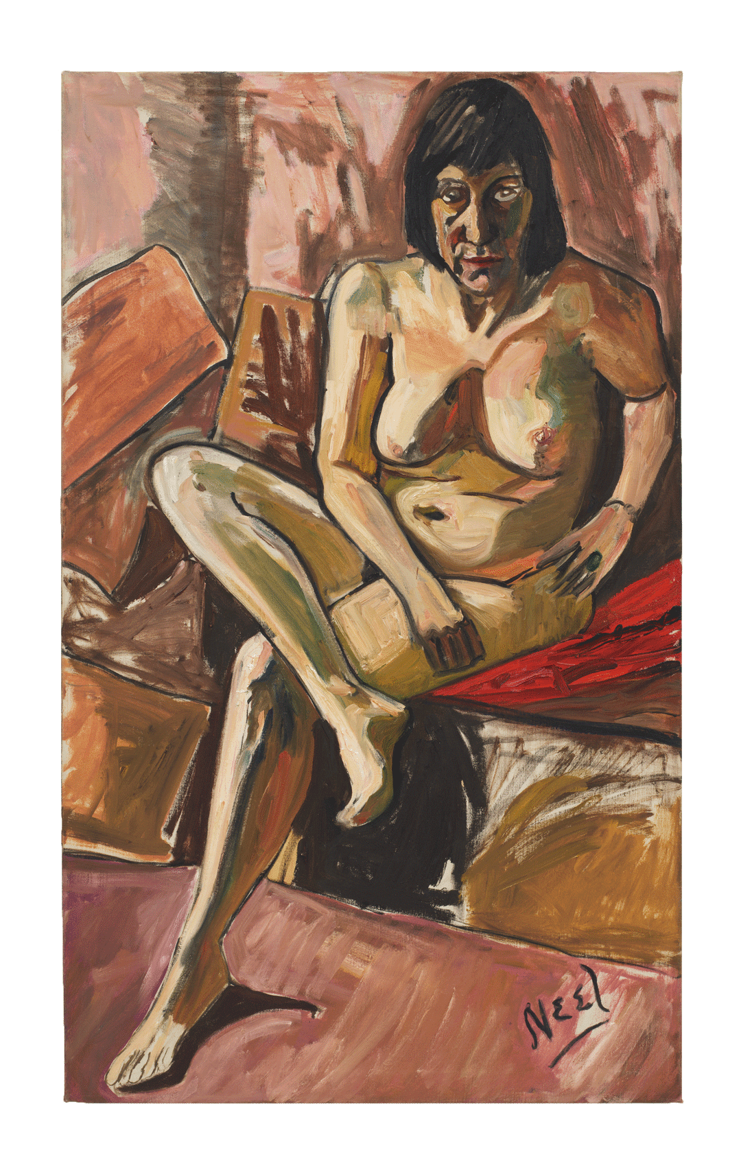 A painting by Alice Neel, titled Lida, Nude, dated 1960.