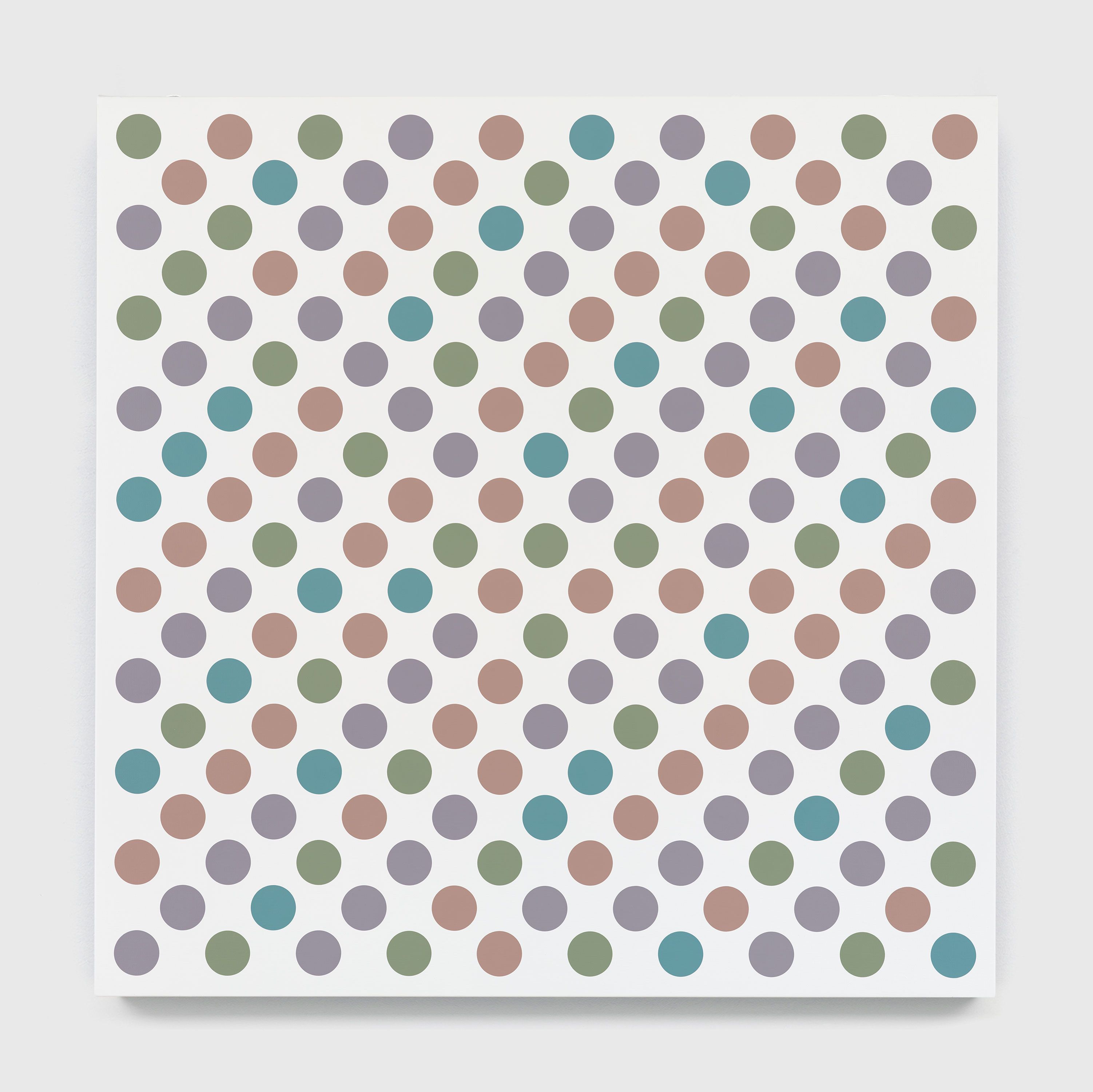 A painting by Bridget Riley, titled Measure for Measure 49, dated 2020.