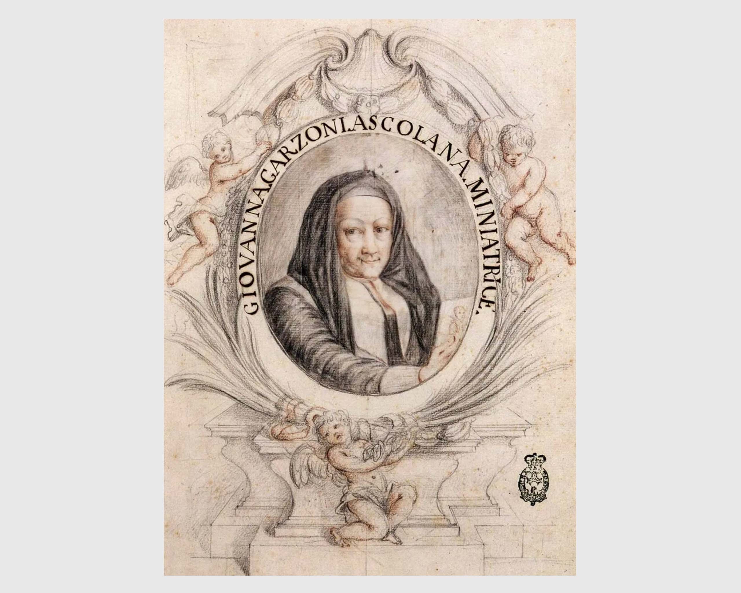 A painting by Giovanna Garzoni, titled Self-Portrait, dated 1650