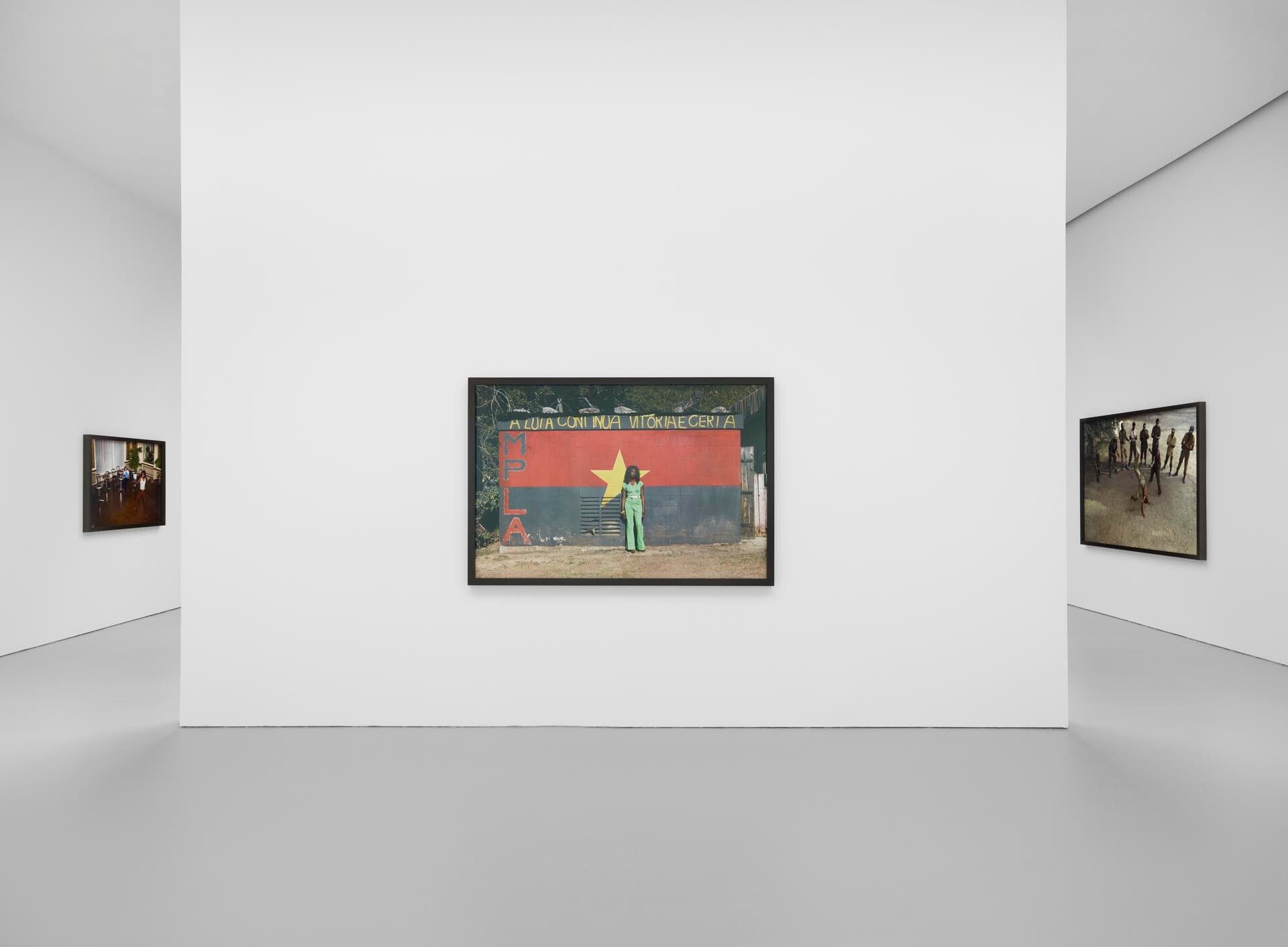 Installation view of the exhibition Stan Douglas: Disco Angola at David Zwirner in New York, dated 2012.
