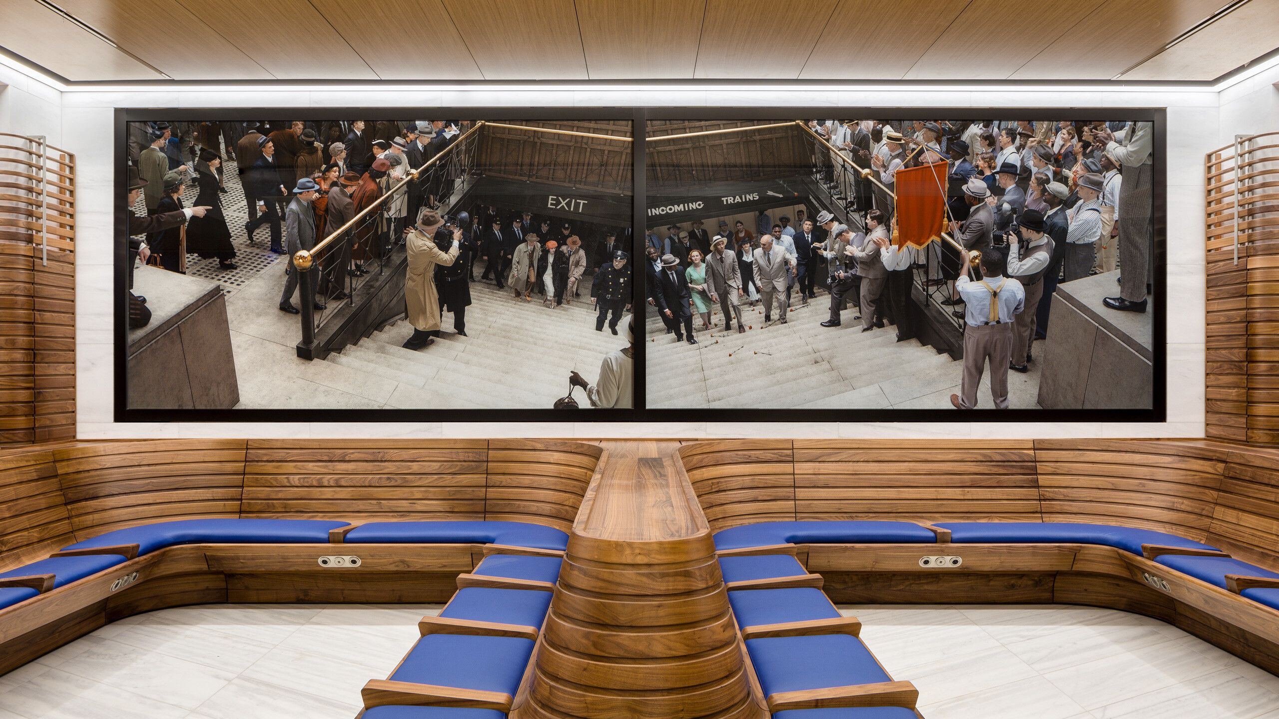Installation view, Stan Douglas, Penn Station’s Half Century, 2020. Commissioned by Empire State Development in partnership with Public Art Fund for Moynihan Train Hall. Photo by Nicholas Knight