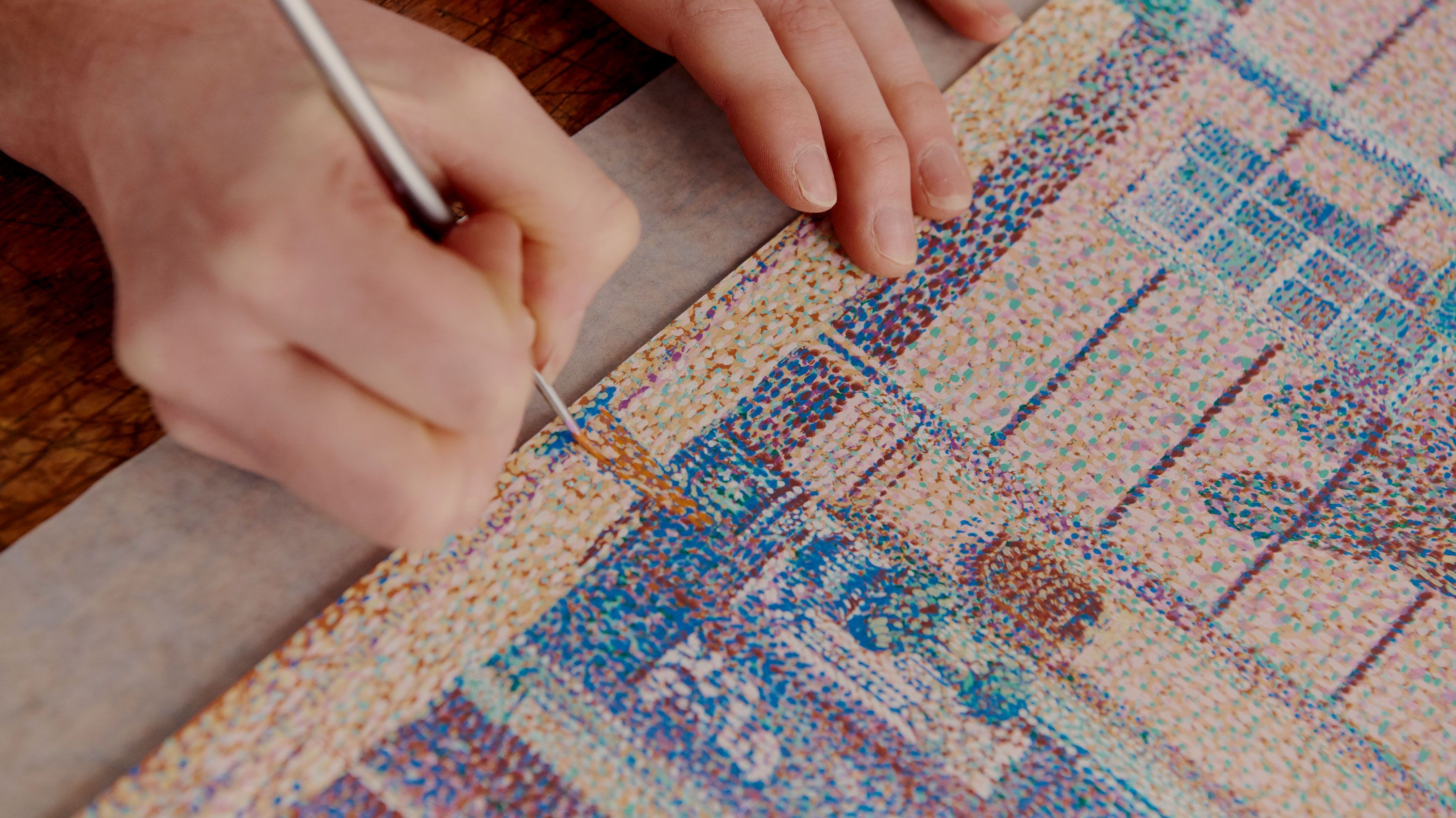 Cynthia Talmadge hand-finishing her print titled "1076 Madison"