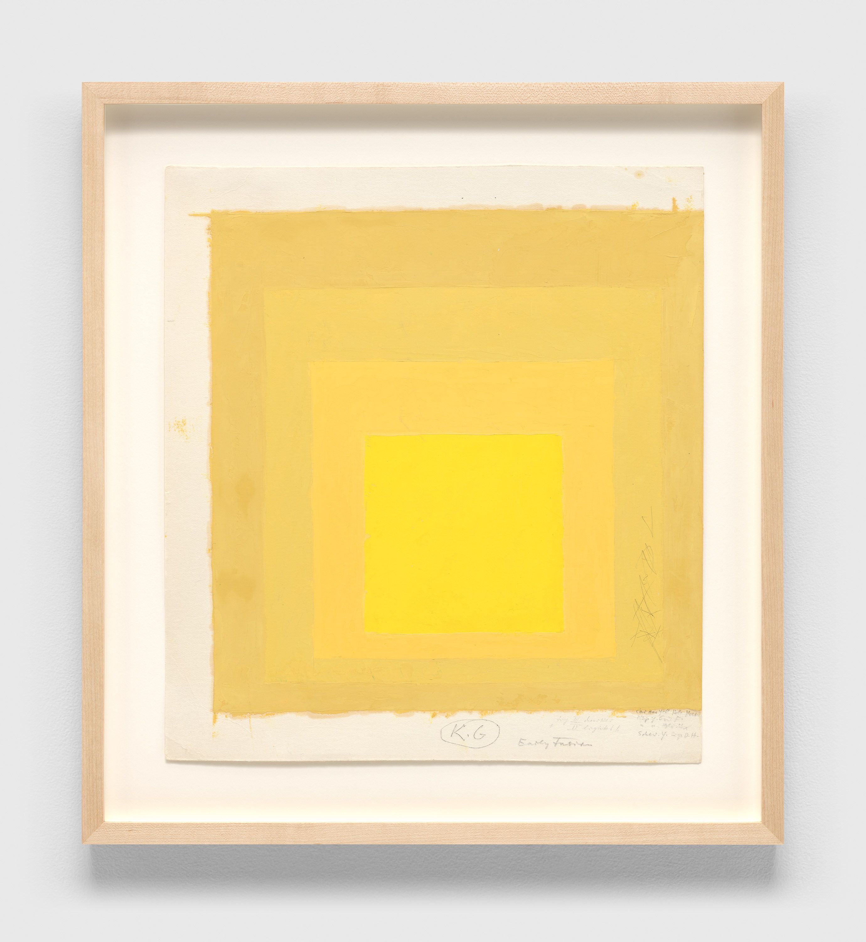 A painting by Josef Albers, titled Color study for a Homage to the Square [K-G, Early Fusion], circa 1966.