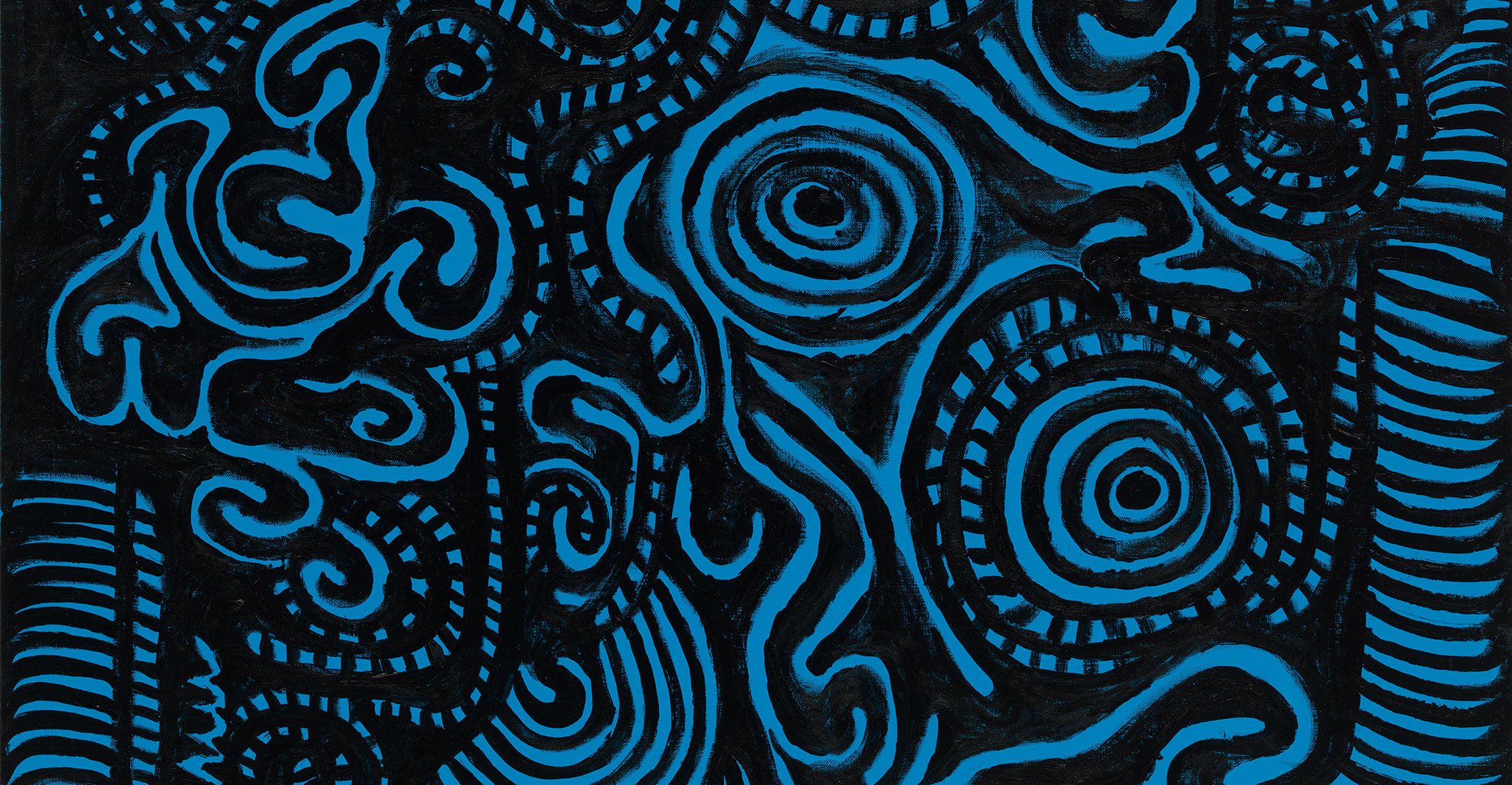 A detail from a painting by Yayoi Kusama, titled I SING MY ETERNAL SPIRIT, dated 2020.