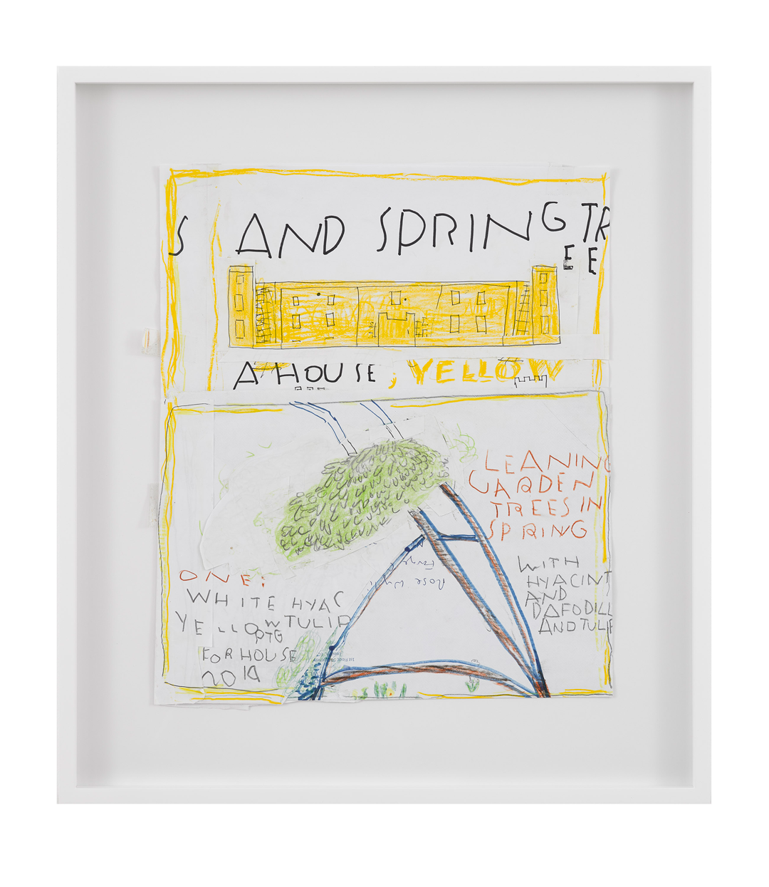 A work on paper by Rose Wylie, titled Leaning Trees, dated 2019.