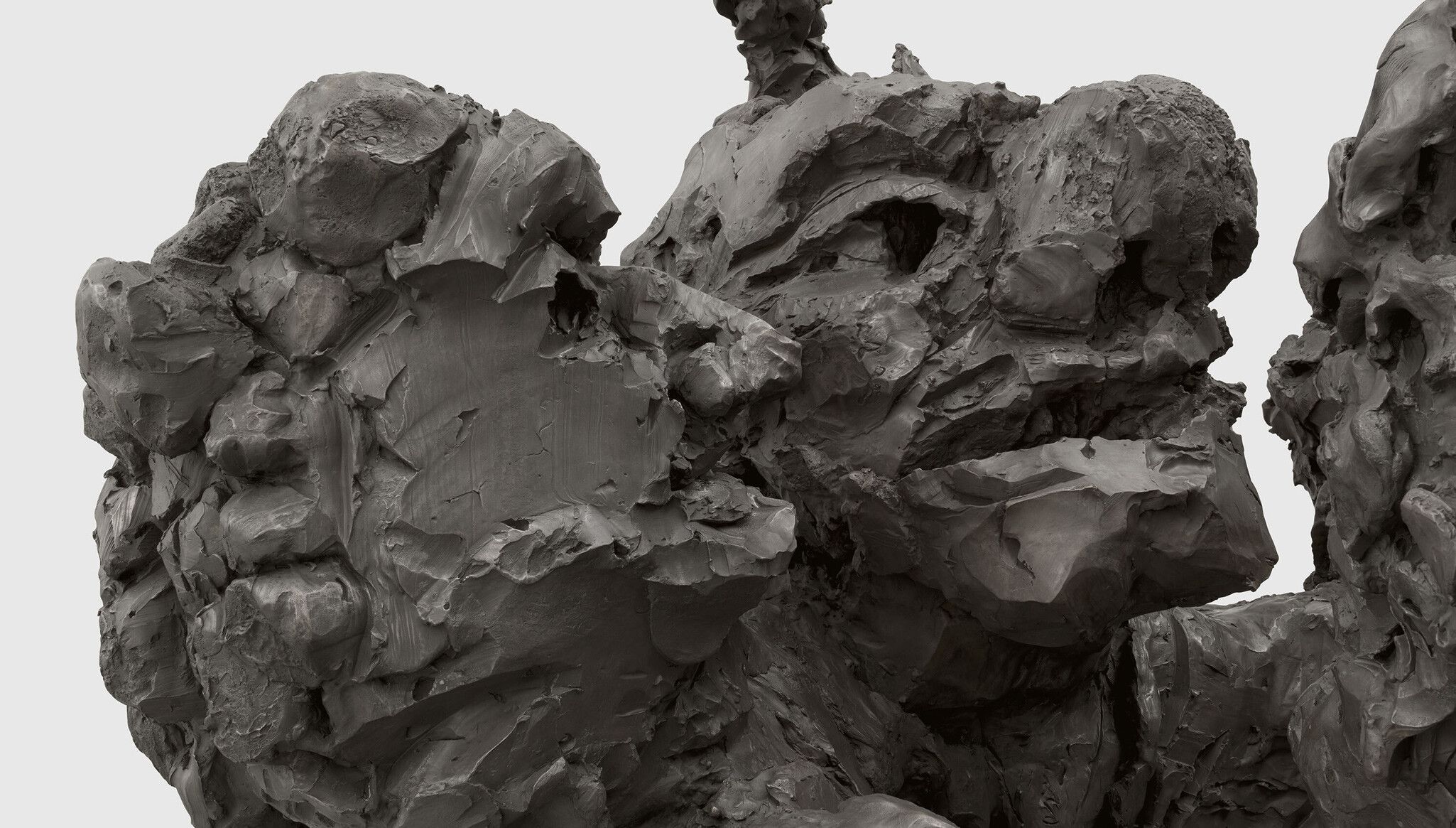 A detail of a sculpture by Dana Schutz, titled Sea Group, dated 2022