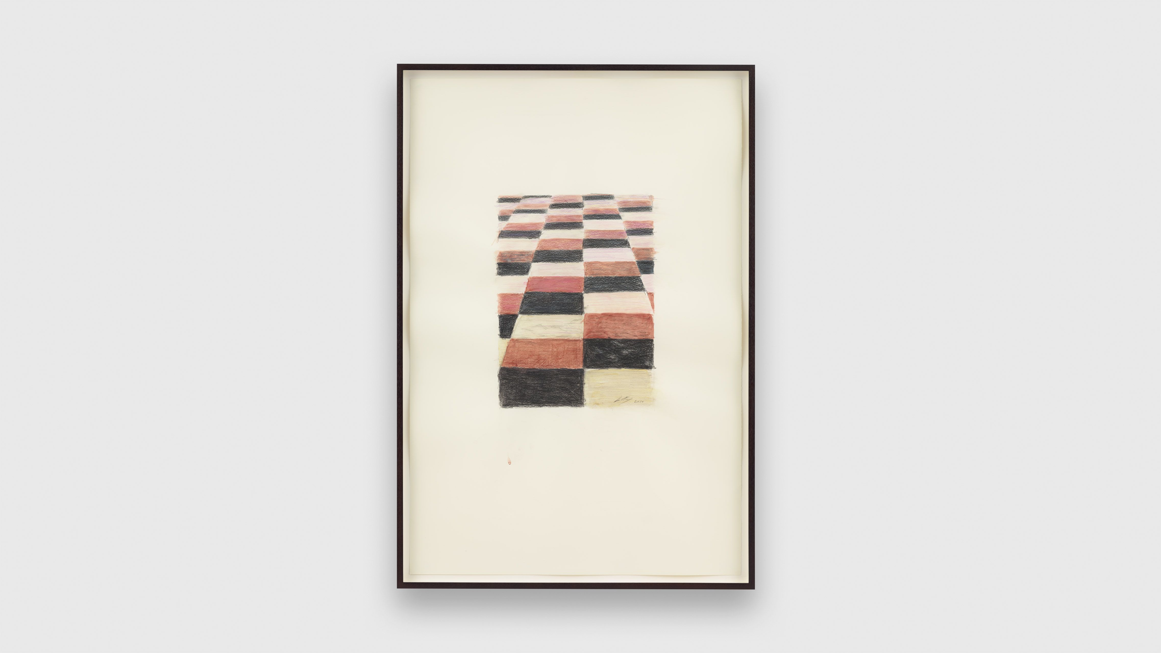 A charcoal and watercolour drawing on paper by Luc Tuymans, titled Floor, dated 2020.