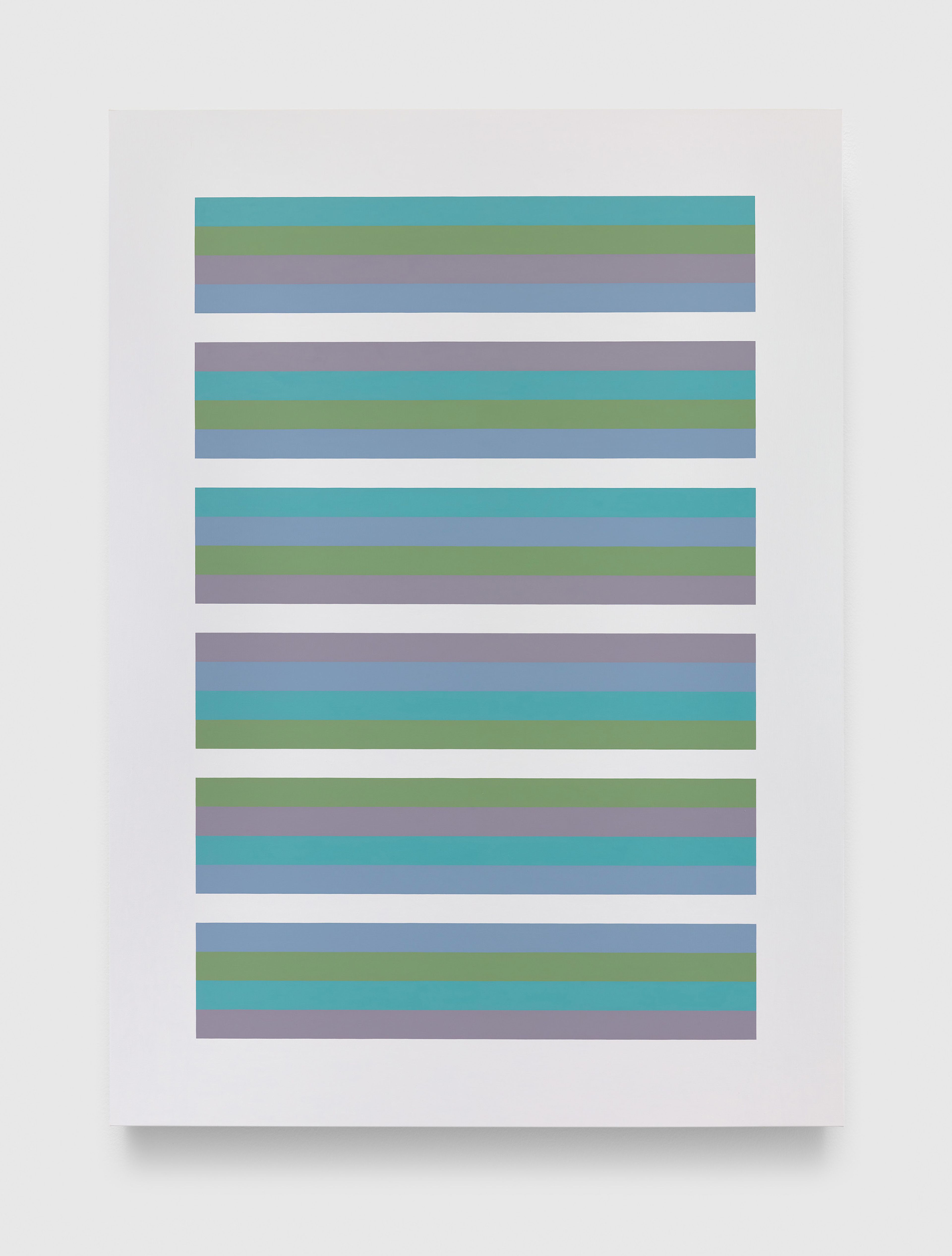 A painting by Bridget Riley, titled Intervals 22, dated 2020.