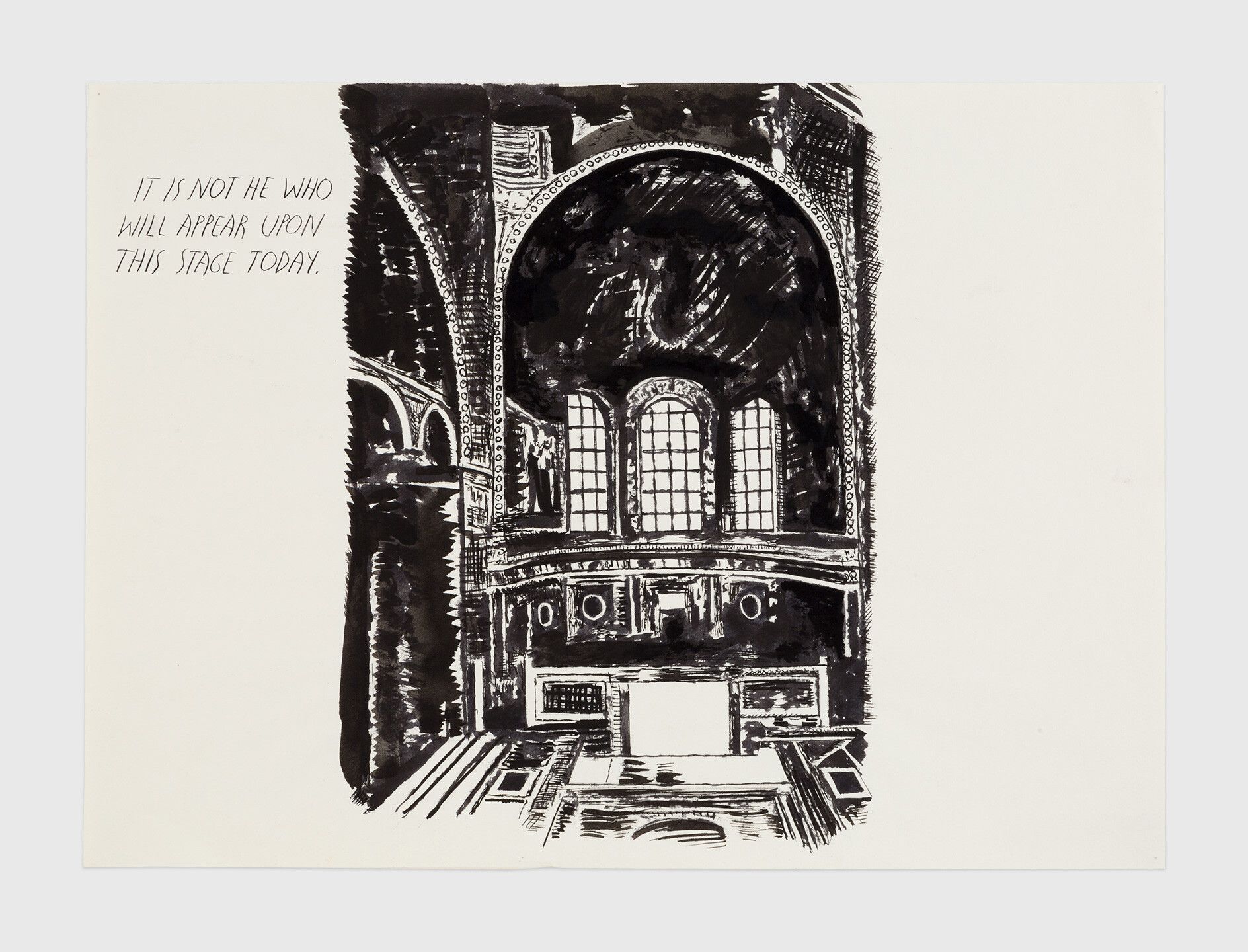 An ink drawing by Raymond Pettibon titled No Title (It is not...), dated 1999