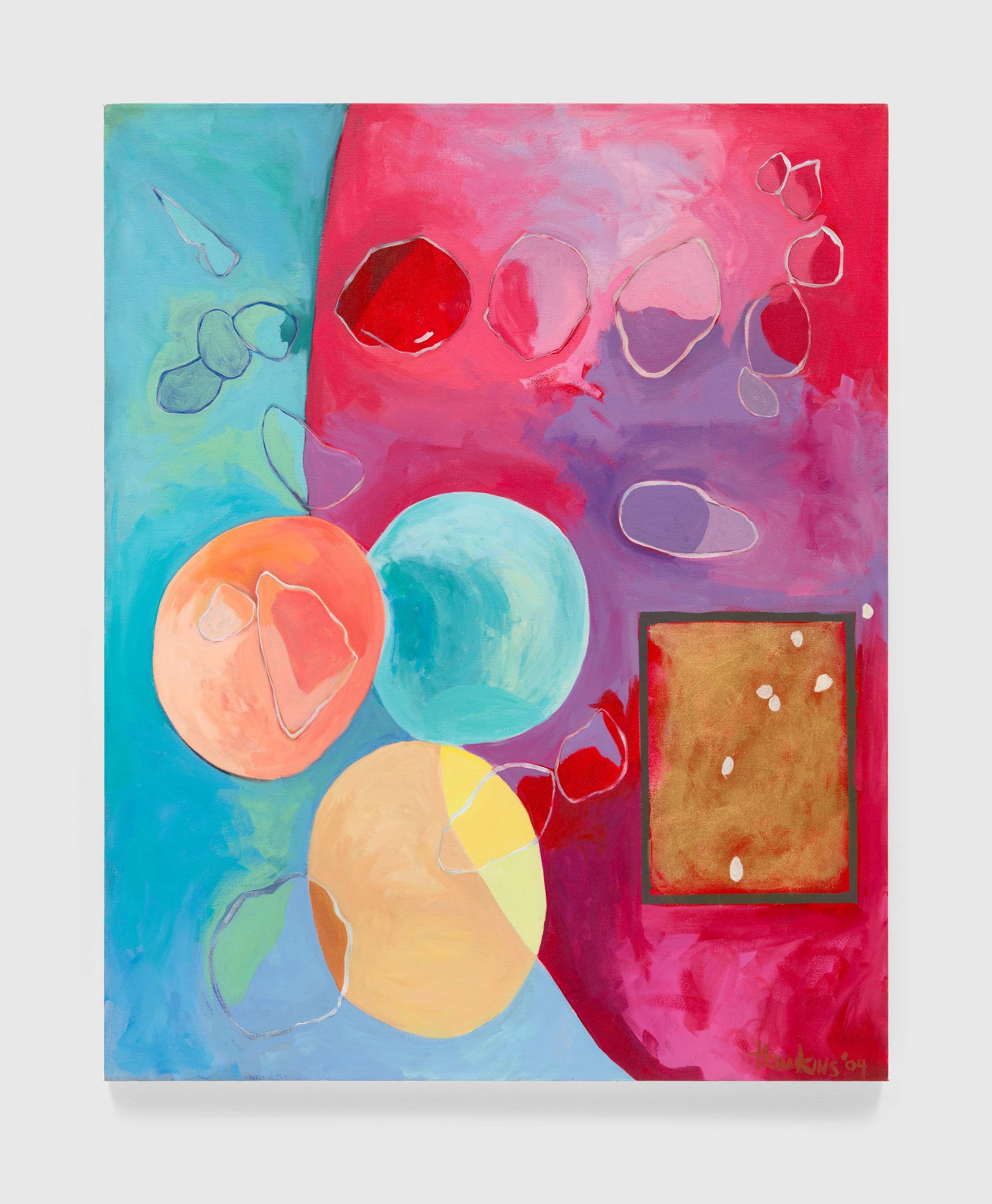 A painting by Cynthia Hawkins, titled Clusters: Pi Scorpii, dated 2004.