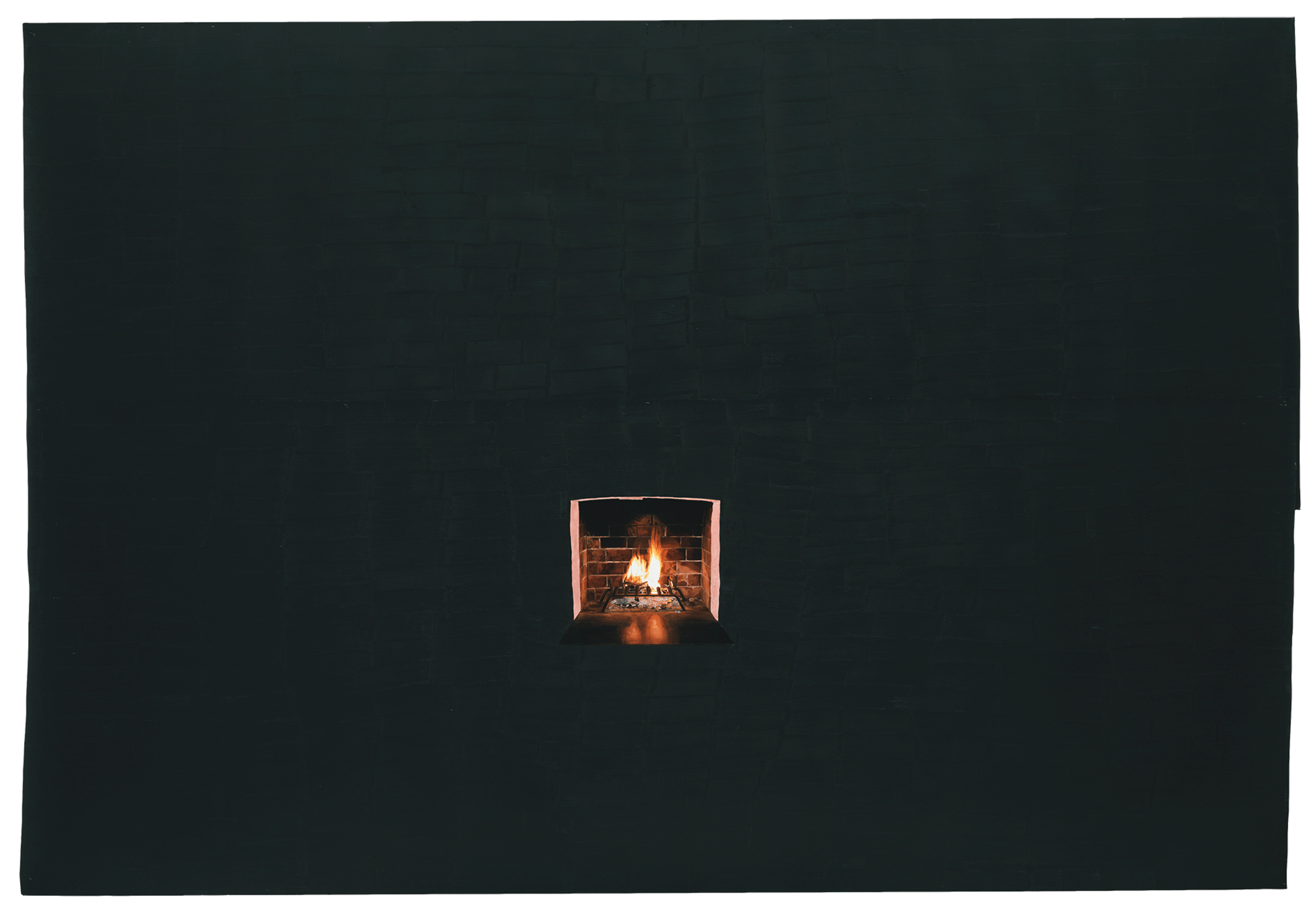 An encaustic wax and oil work on paper by Toba Khedoori, titled Untitled (black fireplace), dated 2006.