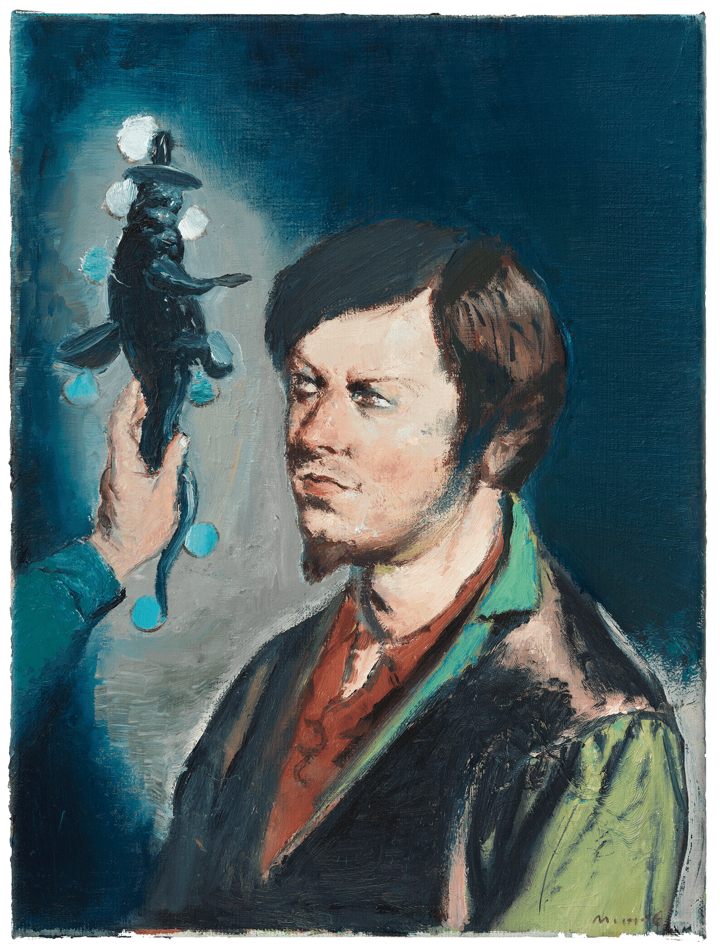 A painting by Neo Rauch, titled Das Teerm√§nnchen, dated 2016.
