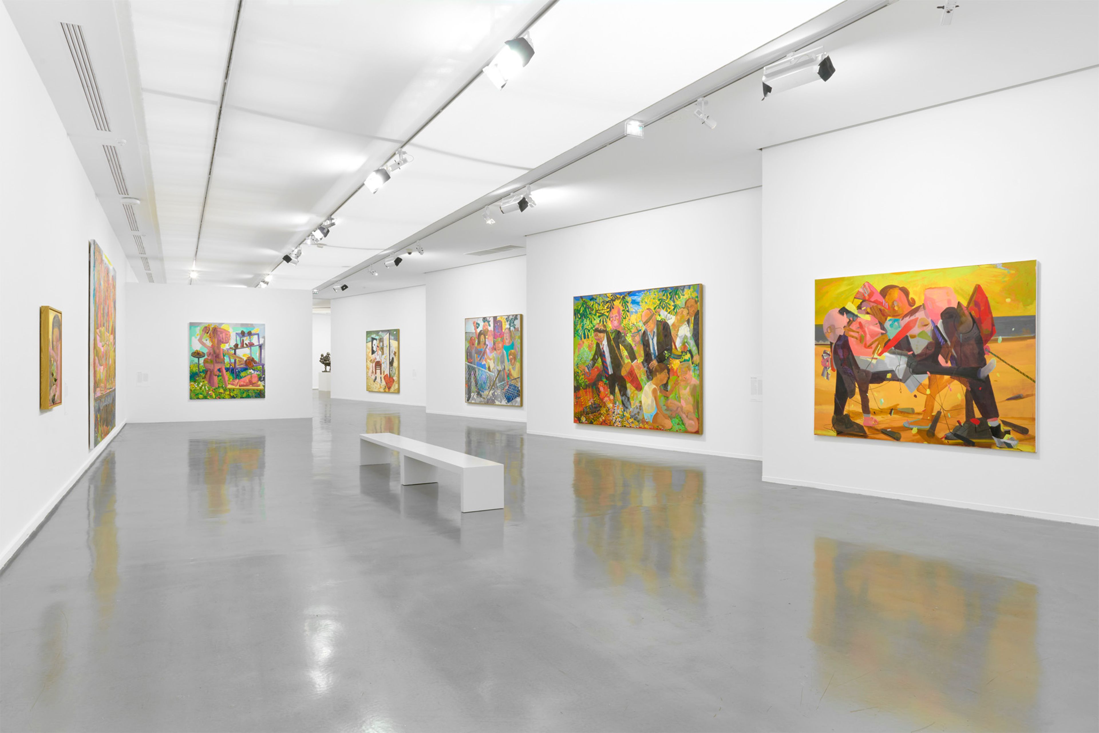 Installation view of the exhibition "Dana Schutz: Le monde visible," at the Musée d’art Moderne de Paris, 2023