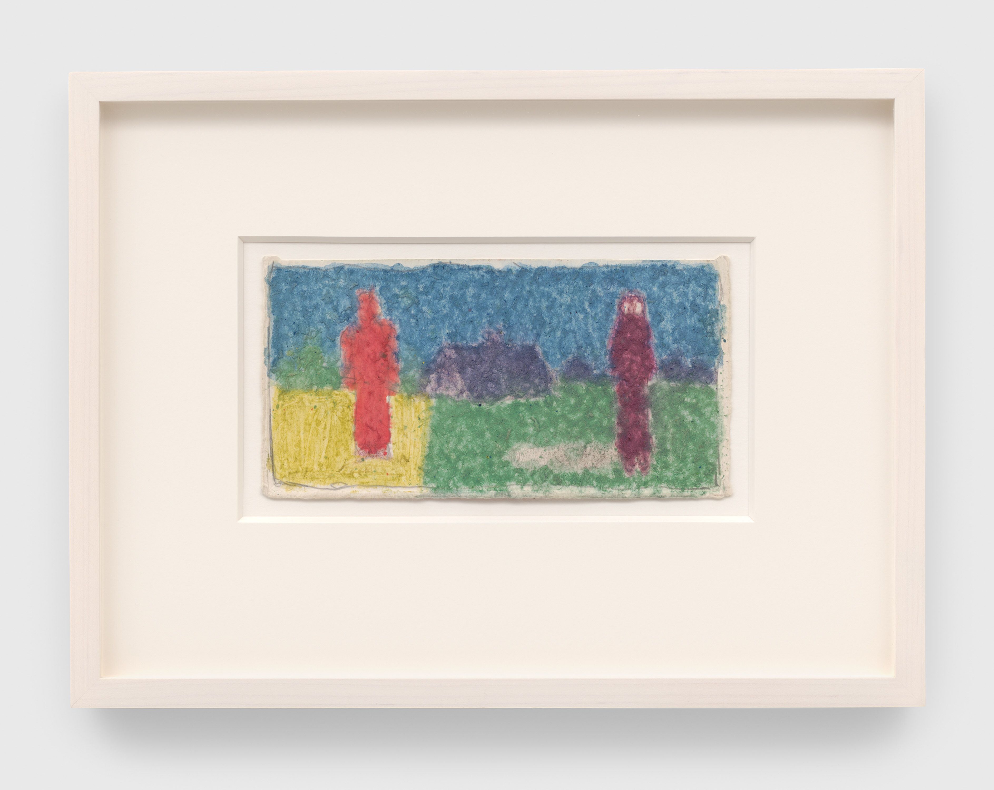 A mixed media artwork by James Castle, titled Untitled (figures, house), n.d.