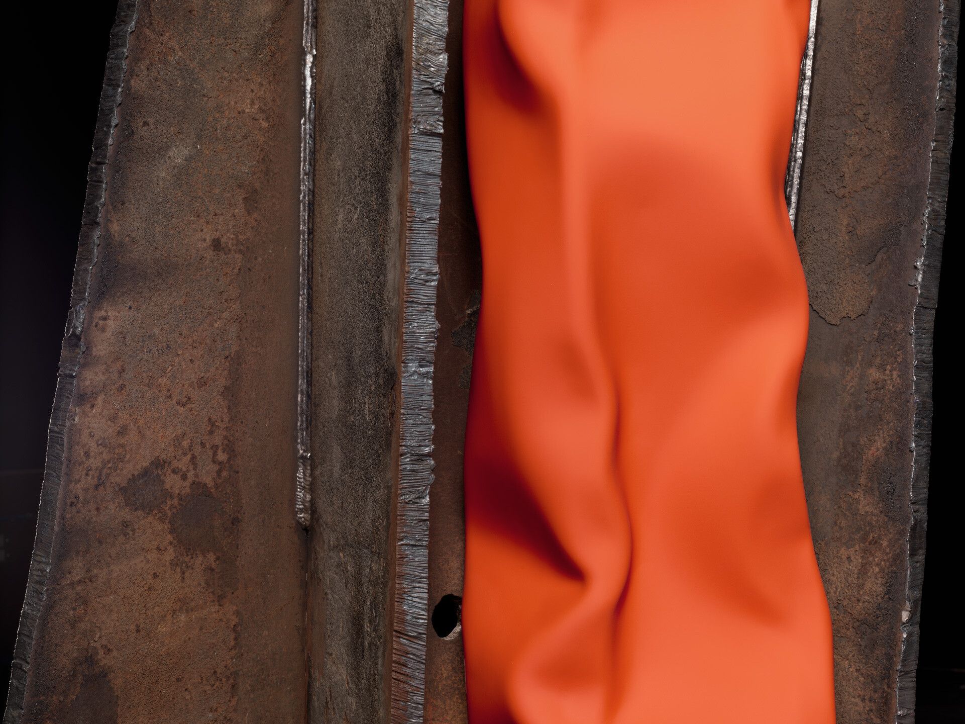 A steel, stainless steel, and urethane paint by Carol Bove, titled Chimes at Midnight V, dated 2021.