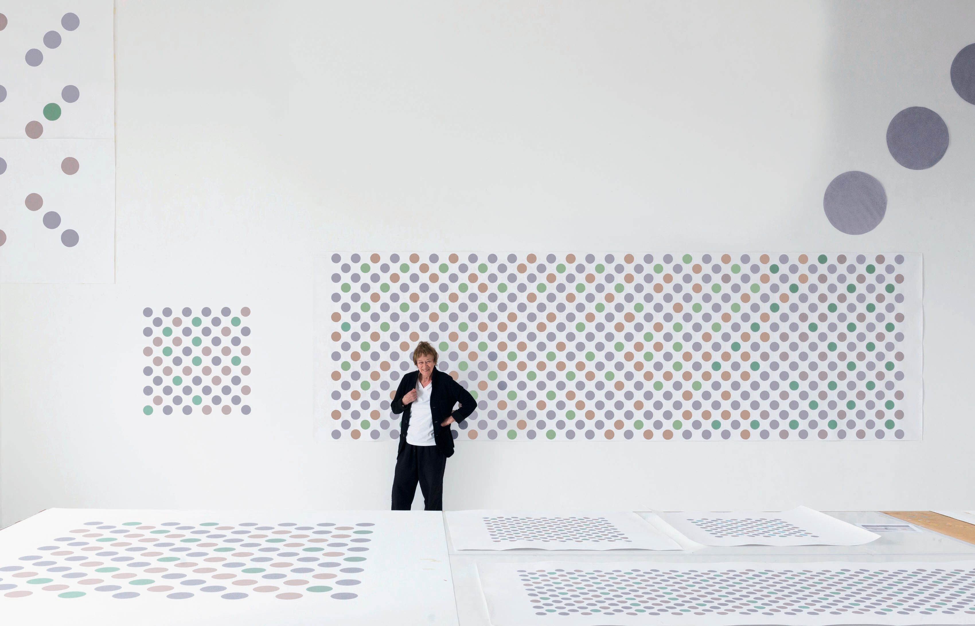 Bridget Riley in her London studio, 2017