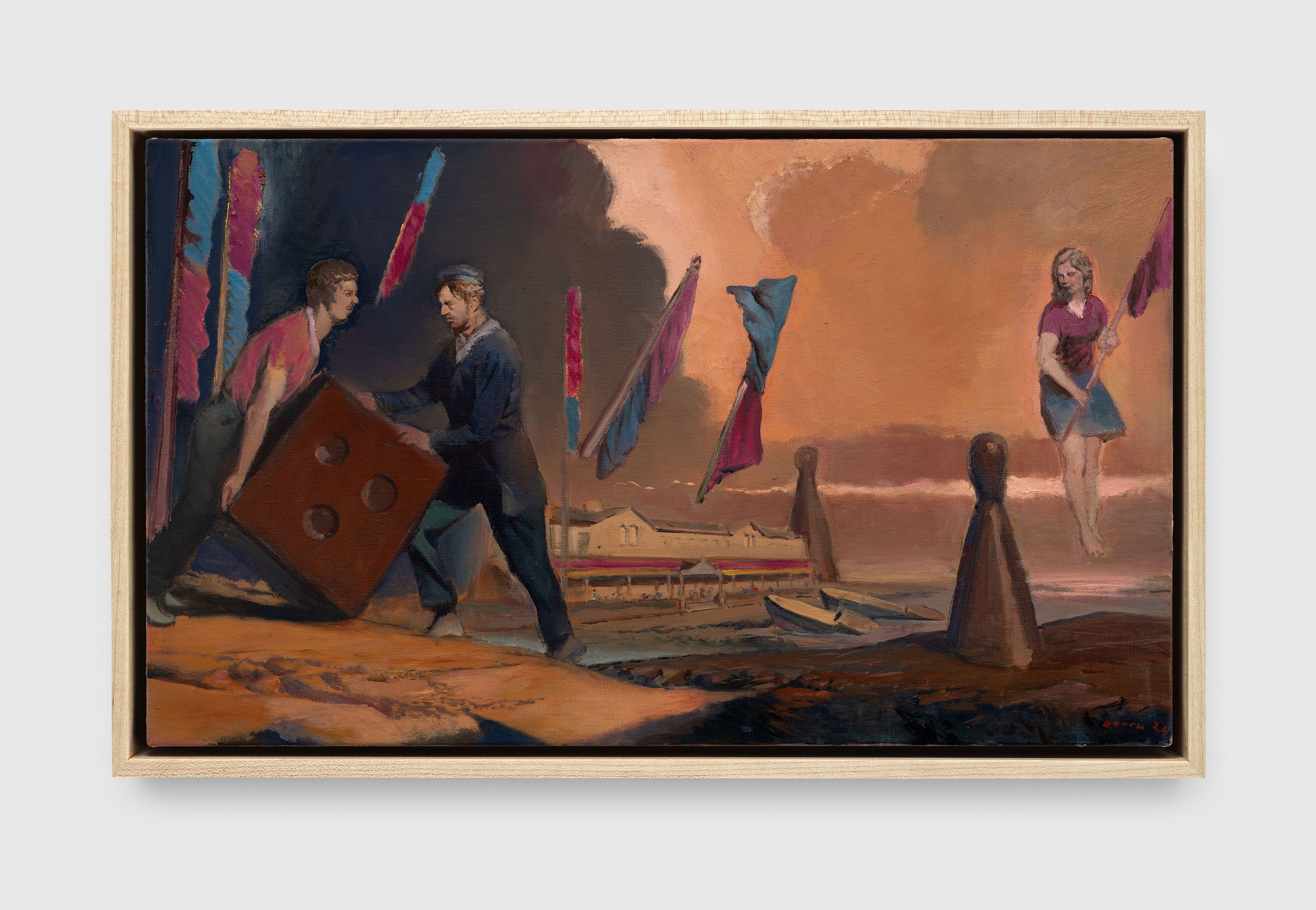 A painting by Neo Rauch, titled Leichtes Spiel, dated 2023.