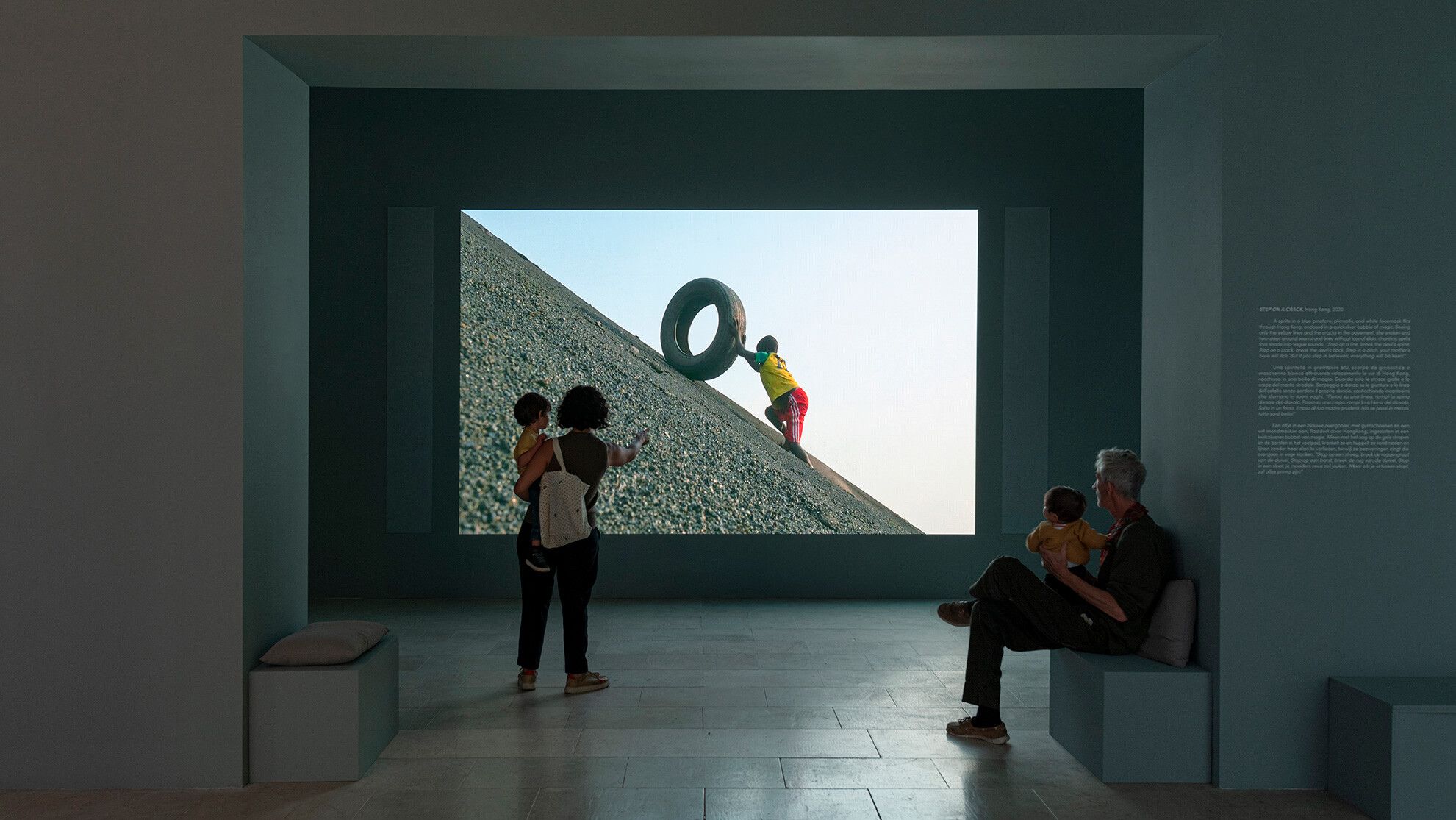 Installation view, Francis Alÿs: The Nature of the Game, Belgian Pavilion, Biennale Arte 2022, Venice. Photo by Roberto Ruiz