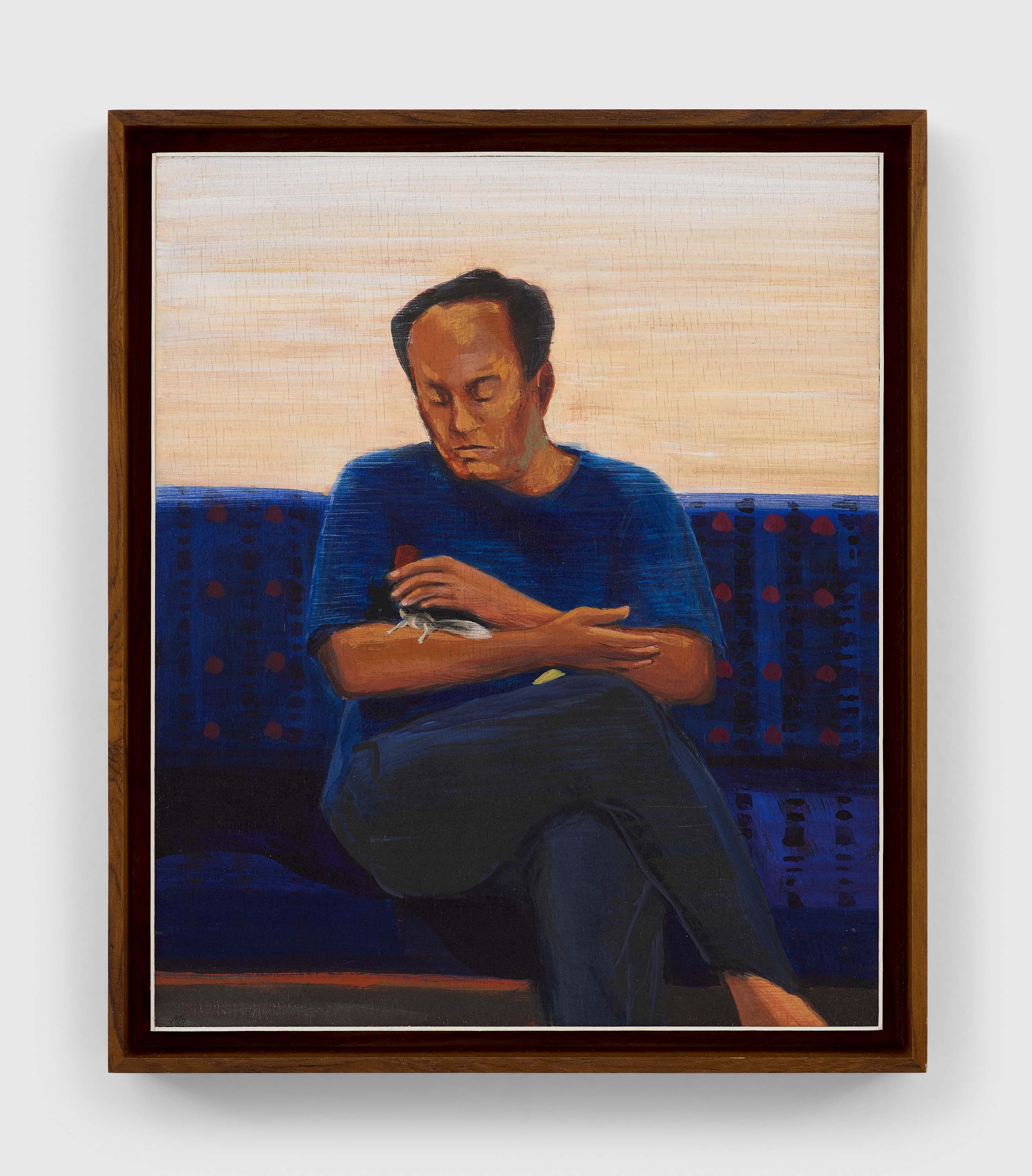 A casein on board painting by Mahesh Baliga, titled Help, dated 2022.