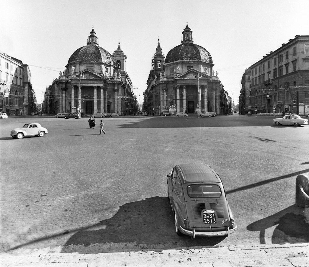 A photograph by Milton Gendel, titled "Piazza del Popolo," dated 1954