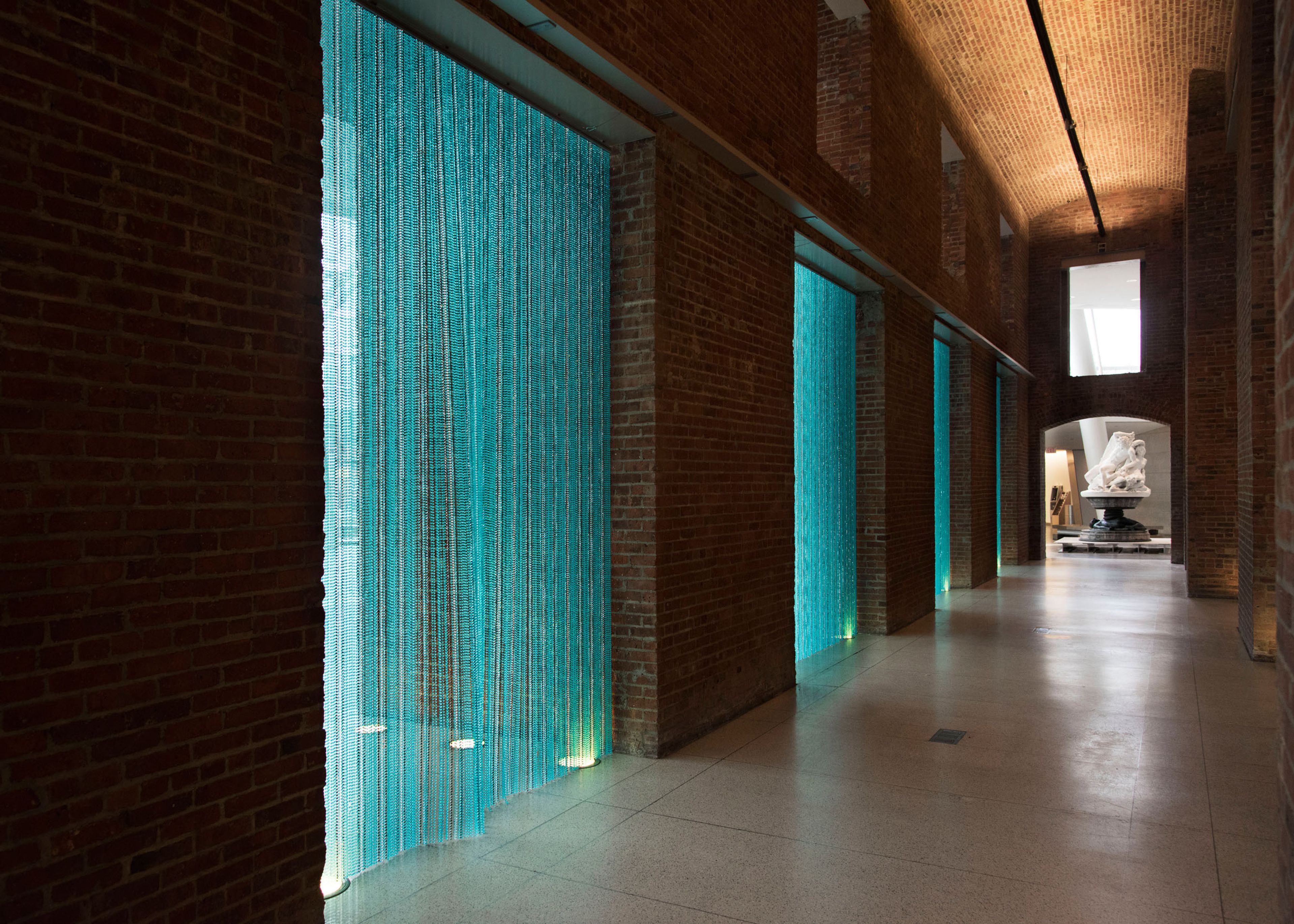 Installation view of the exhibition, Infinite Blue, at the Brooklyn Museum in New York, dated 2017.