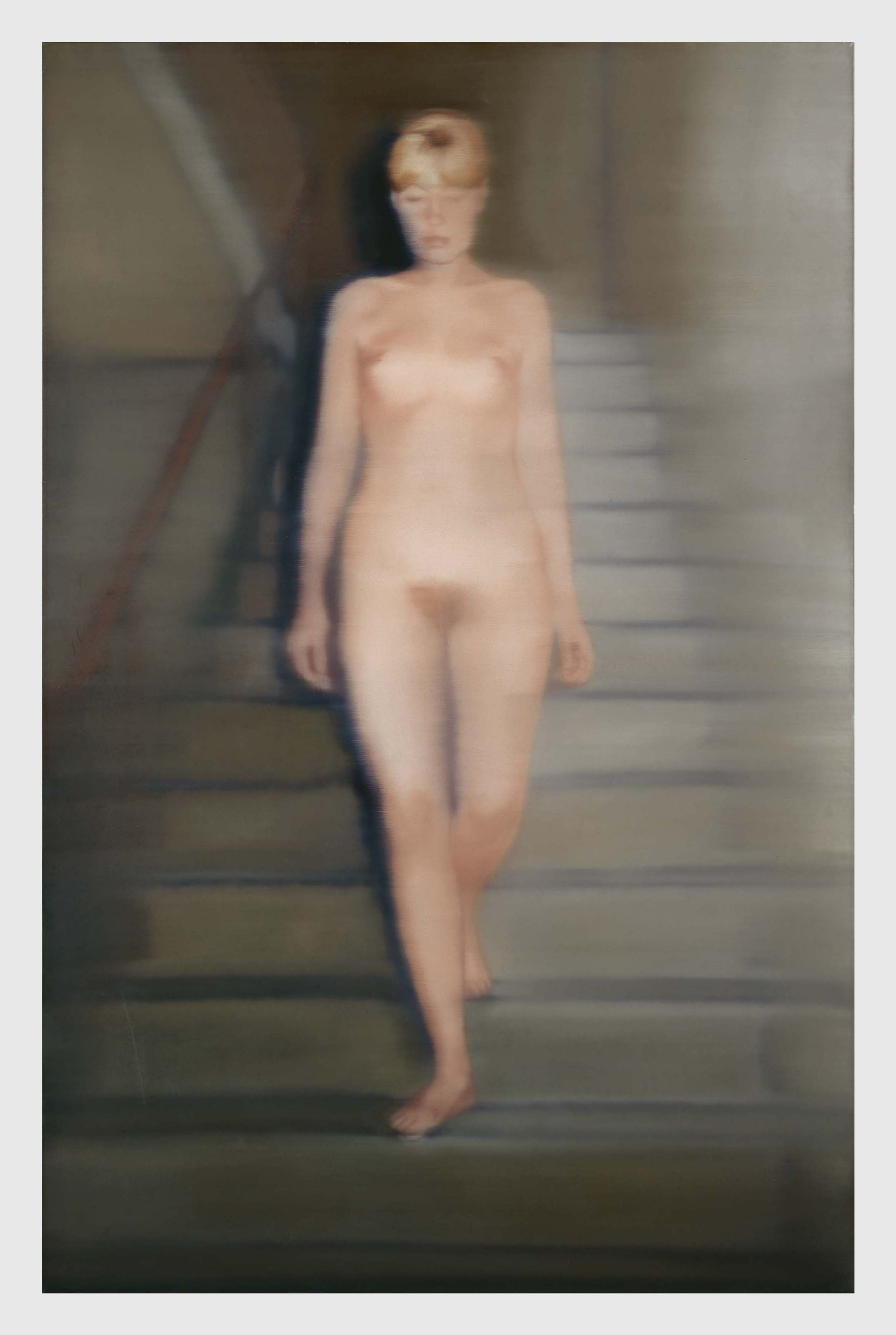 A painting by Gerhard Richter, titled Ema (Akf auf einer Treppe) (Ema [Nude on a Staircase]), dated 1966.