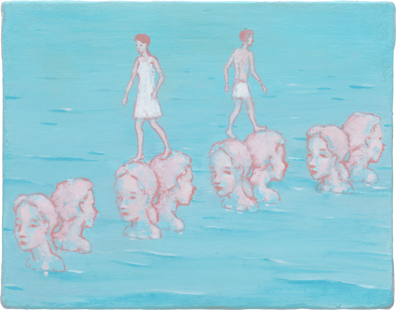 An oil painting on canvas on board by Francis Alÿs, titled, Una historia de desencuentro, Gibraltar, dated 2008-2020.