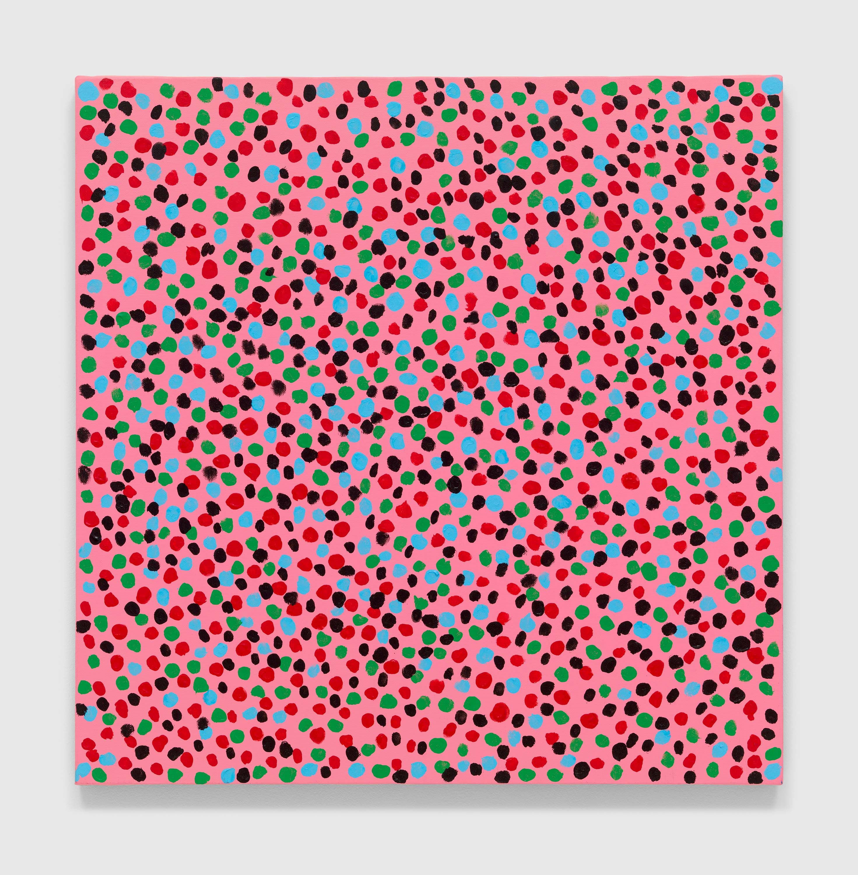 A painting by Yayoi Kusama, titled EVERY DAY I PRAY FOR LOVE, dated 2022.