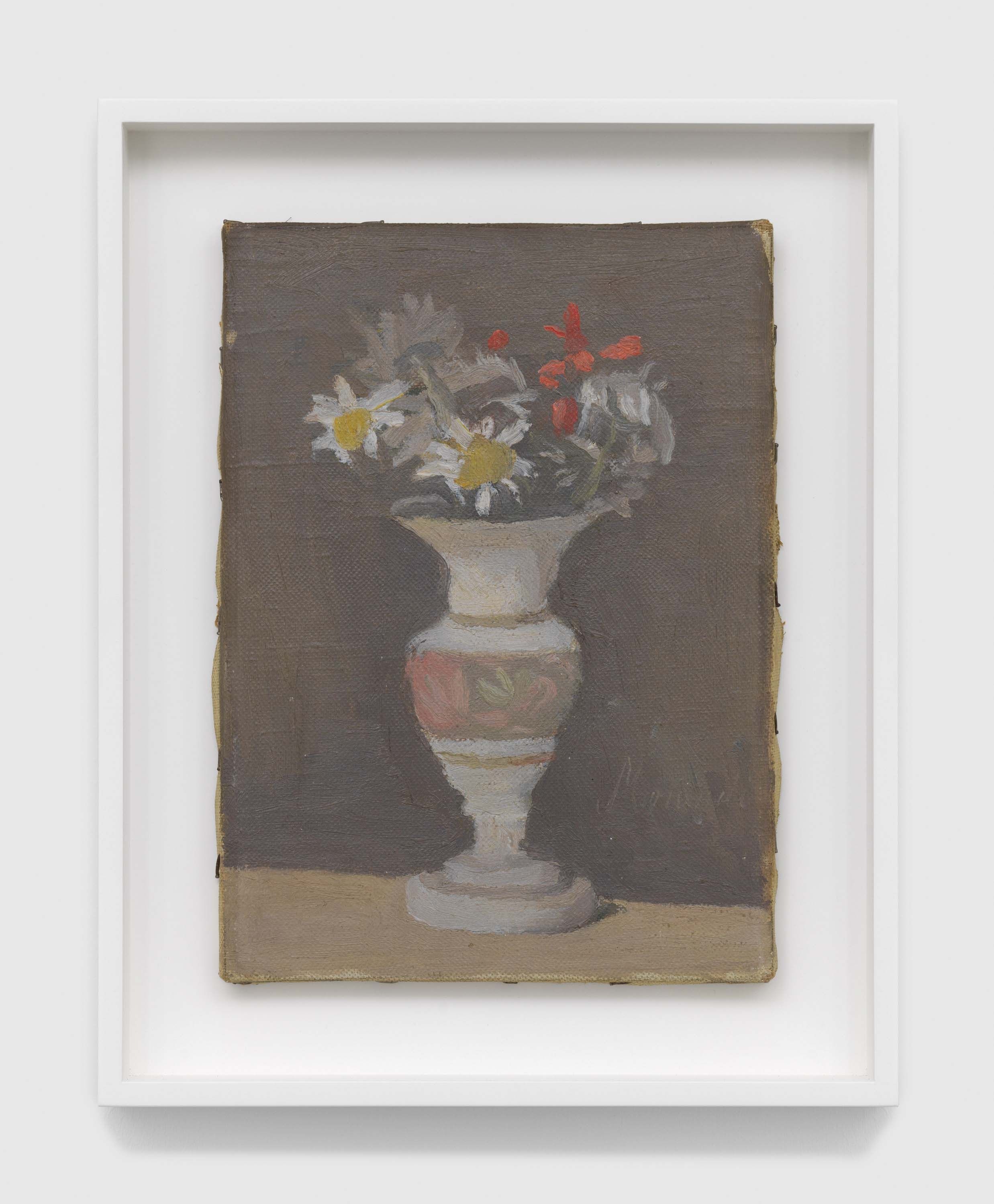 An oil painting on canvas by Giorgio Morandi, titled Fiori (Flowers), dated 1947.