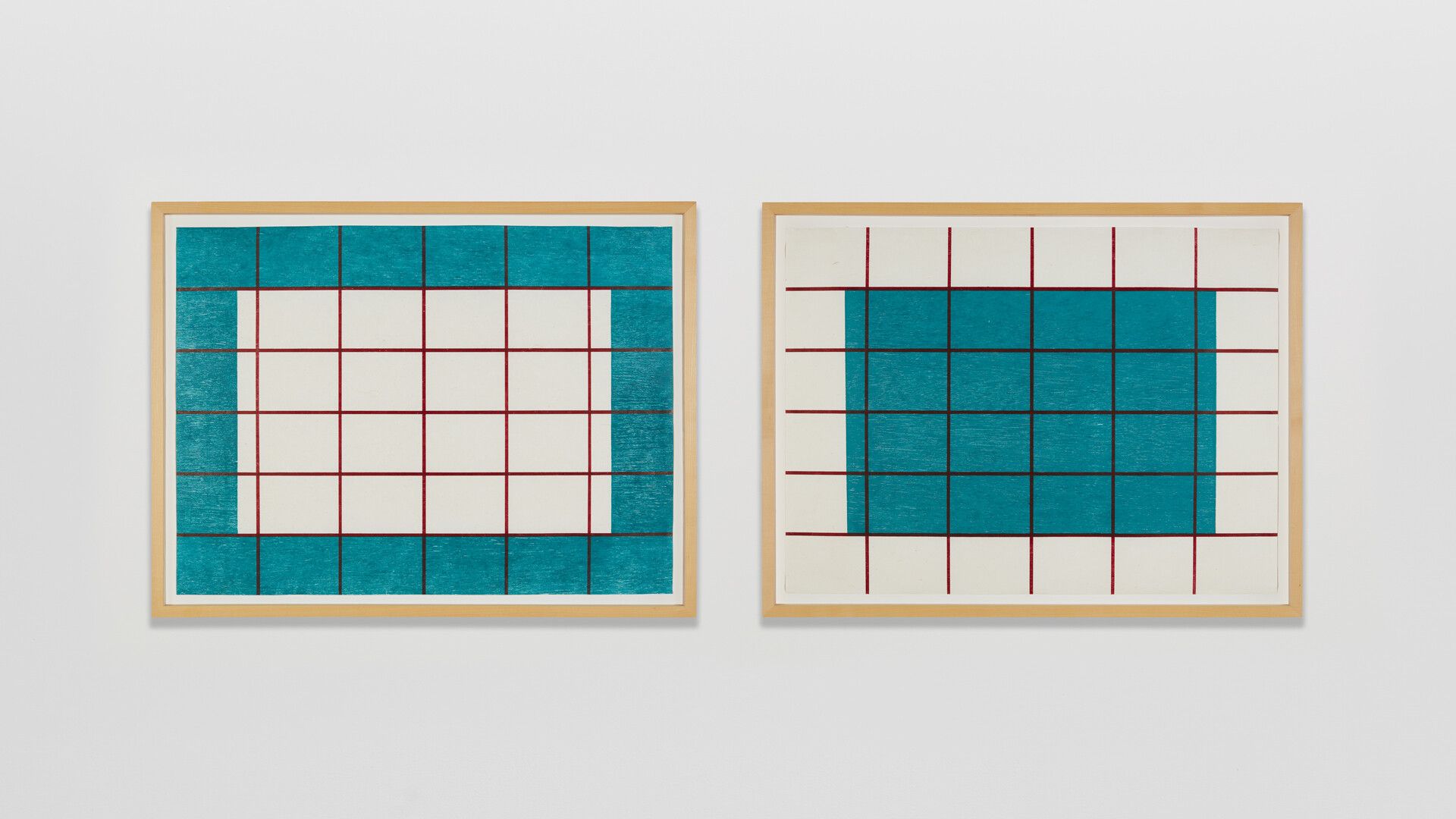 A photo featuring two of twenty prints from Donald Judd, Untitled 1992-1993/2020, dated 2020