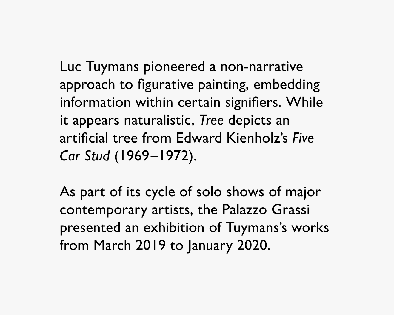 A text module for Luc Tuymans, dated 2020
