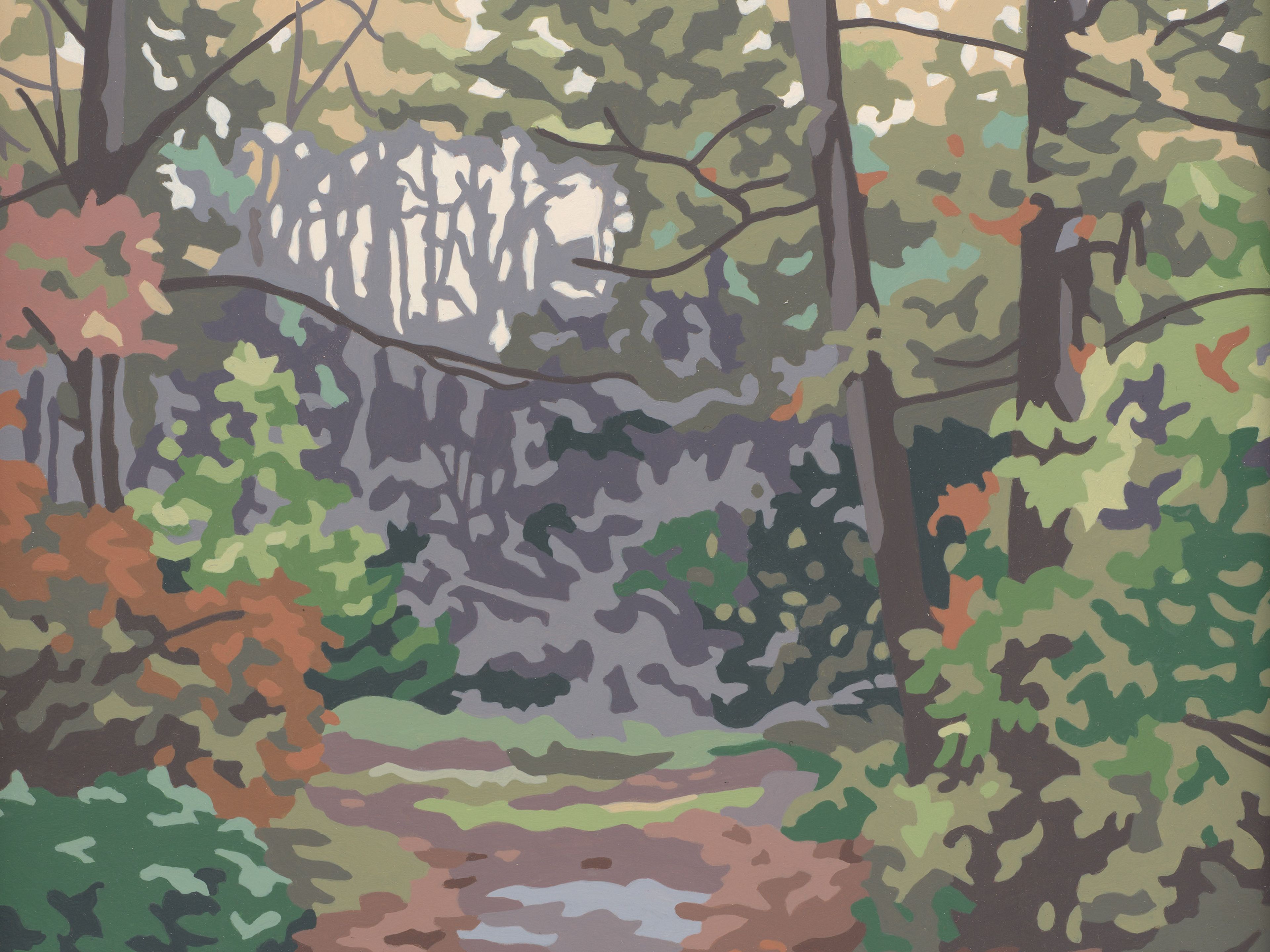 A detail from a mixed media work by Elisheva Biernoff, titled Road Not Taken, dated 2024.