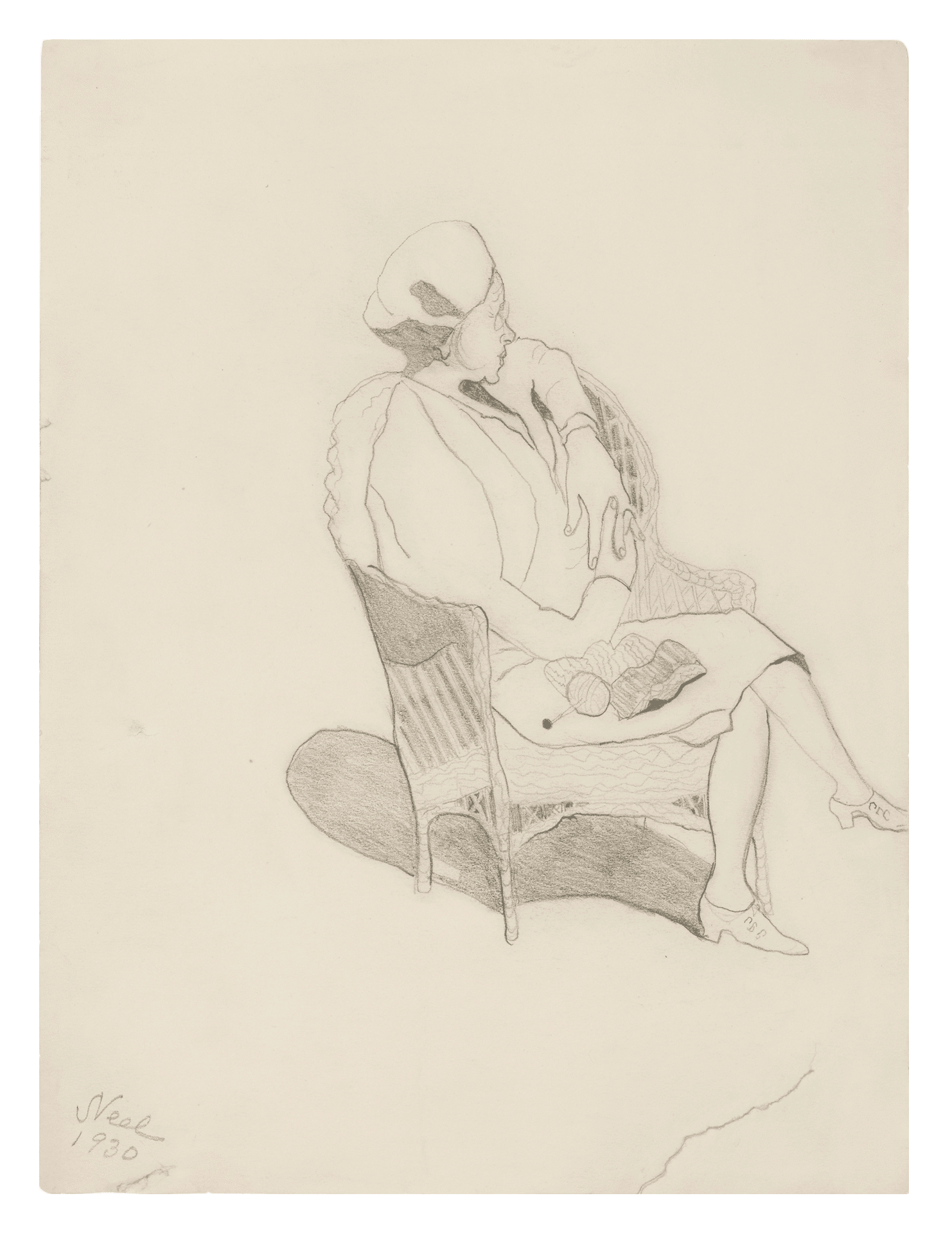 A drawing by Alice Neel, titled The Stenographer, dated 1930.