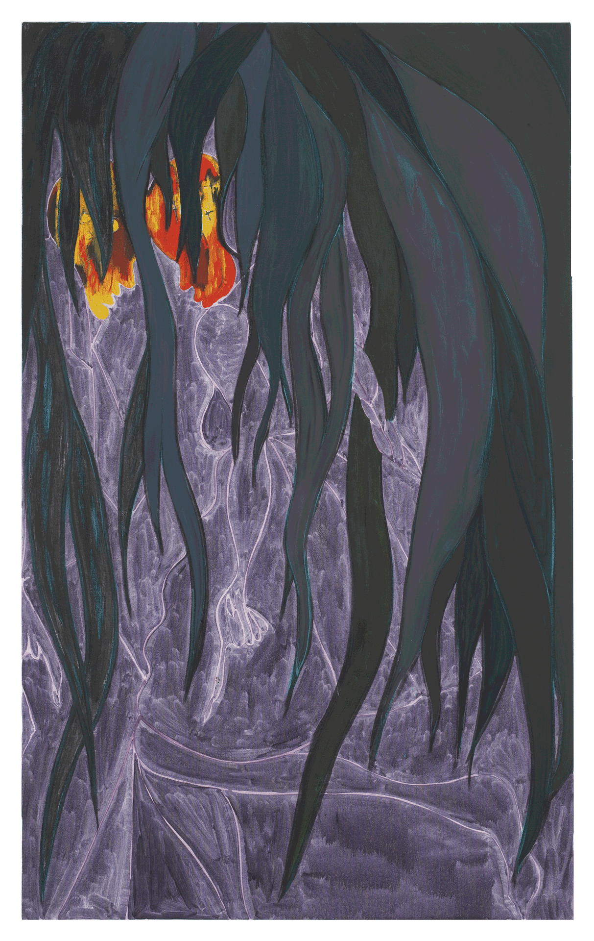 A painting by Chris Ofili, titled Christmas Eve (black palms), dated 2007.