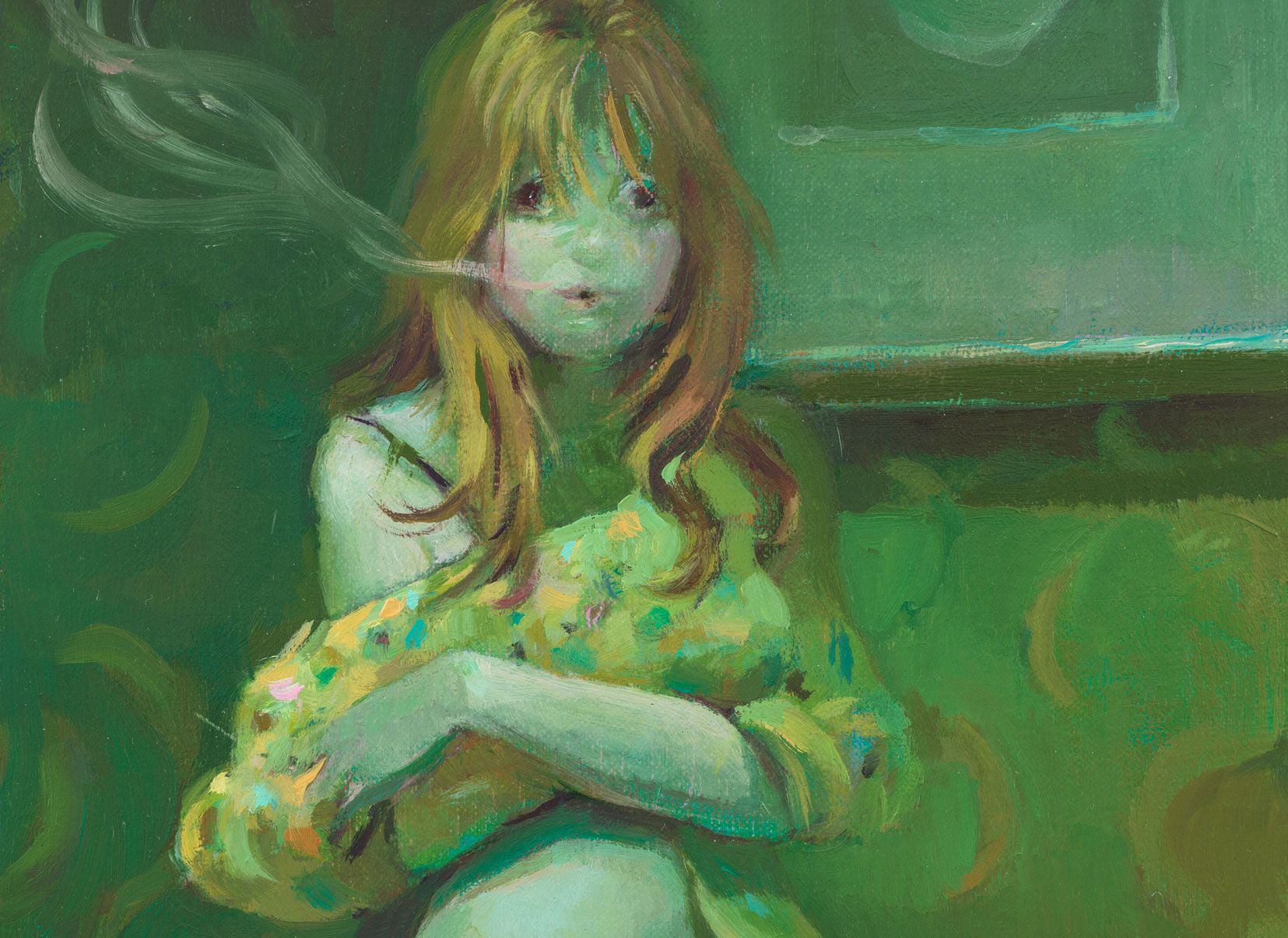 A painting by Lisa Yuskavage, titled Wee Smoker, dated 2008.