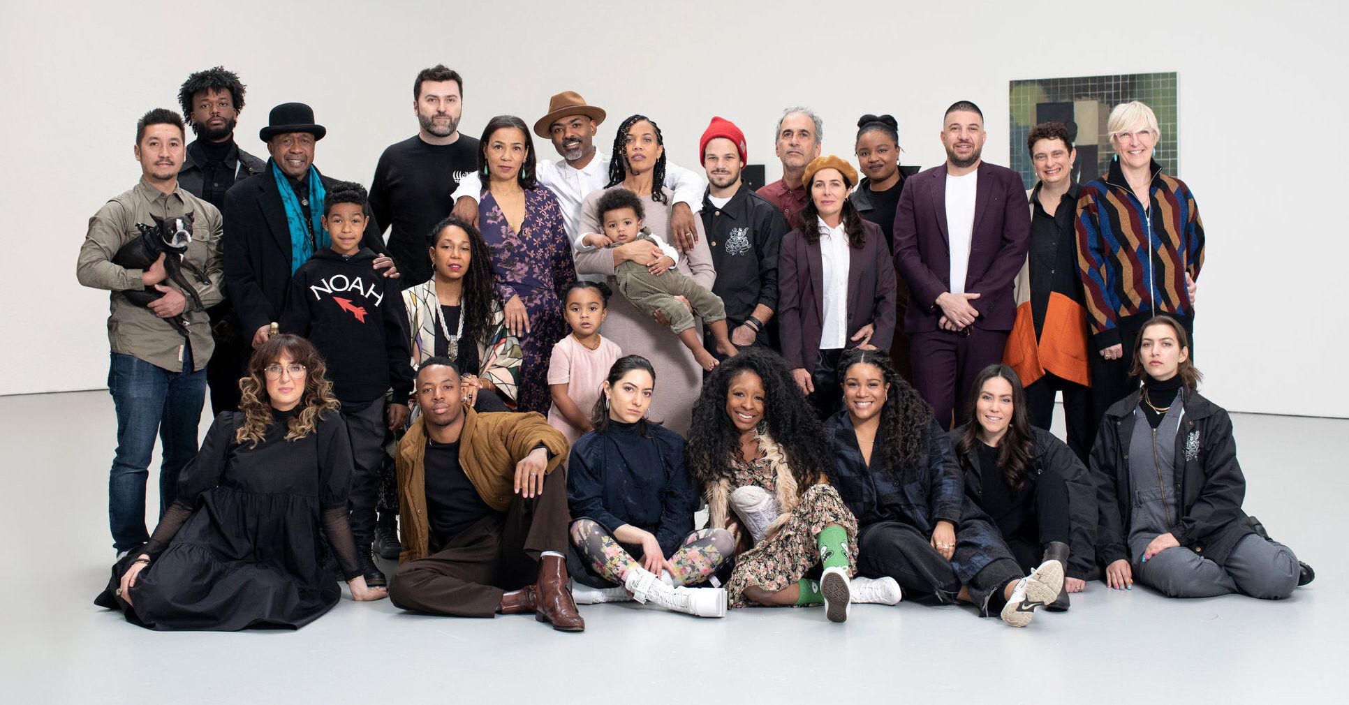 A photo of Noah Davis's family and friends at David Zwirner, New York, in 2020.