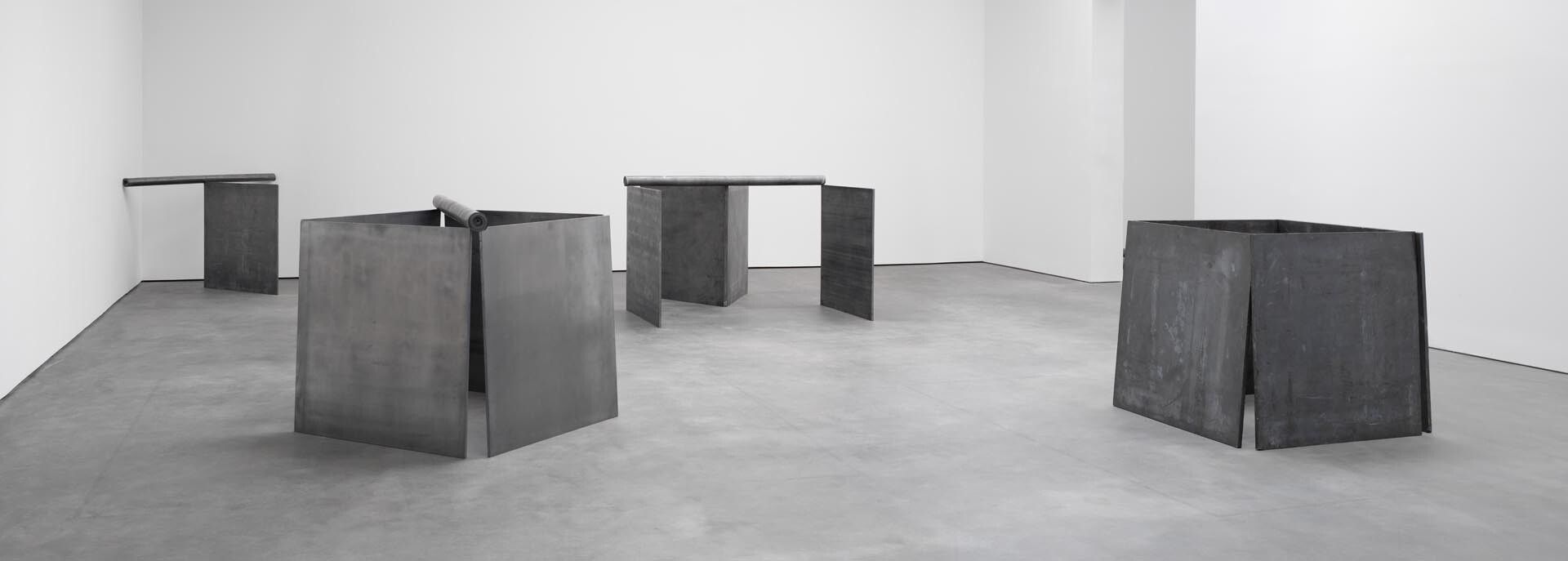 Installation view of the exhibition Richard Serra: Early Work, at David Zwirner in New York, dated 2013.