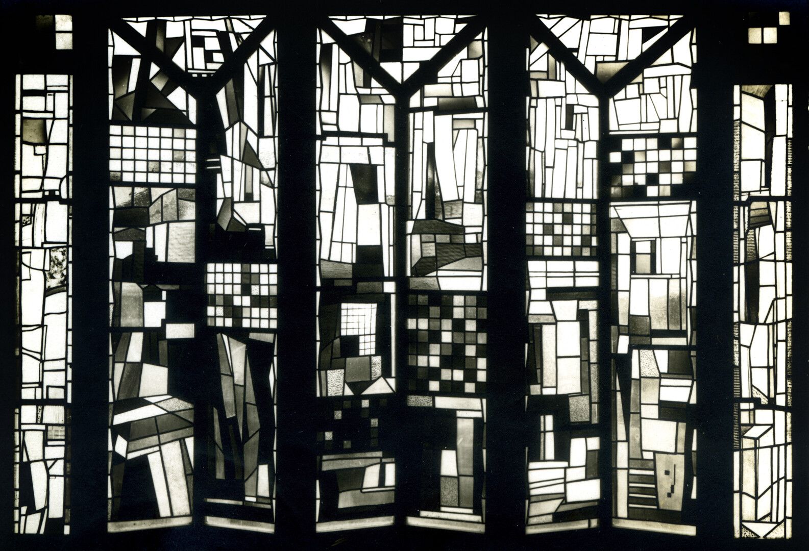 A photo of Stained glass windows for the Sommerfeld Residence, designed by Josef Albers in c. 1920–1921.