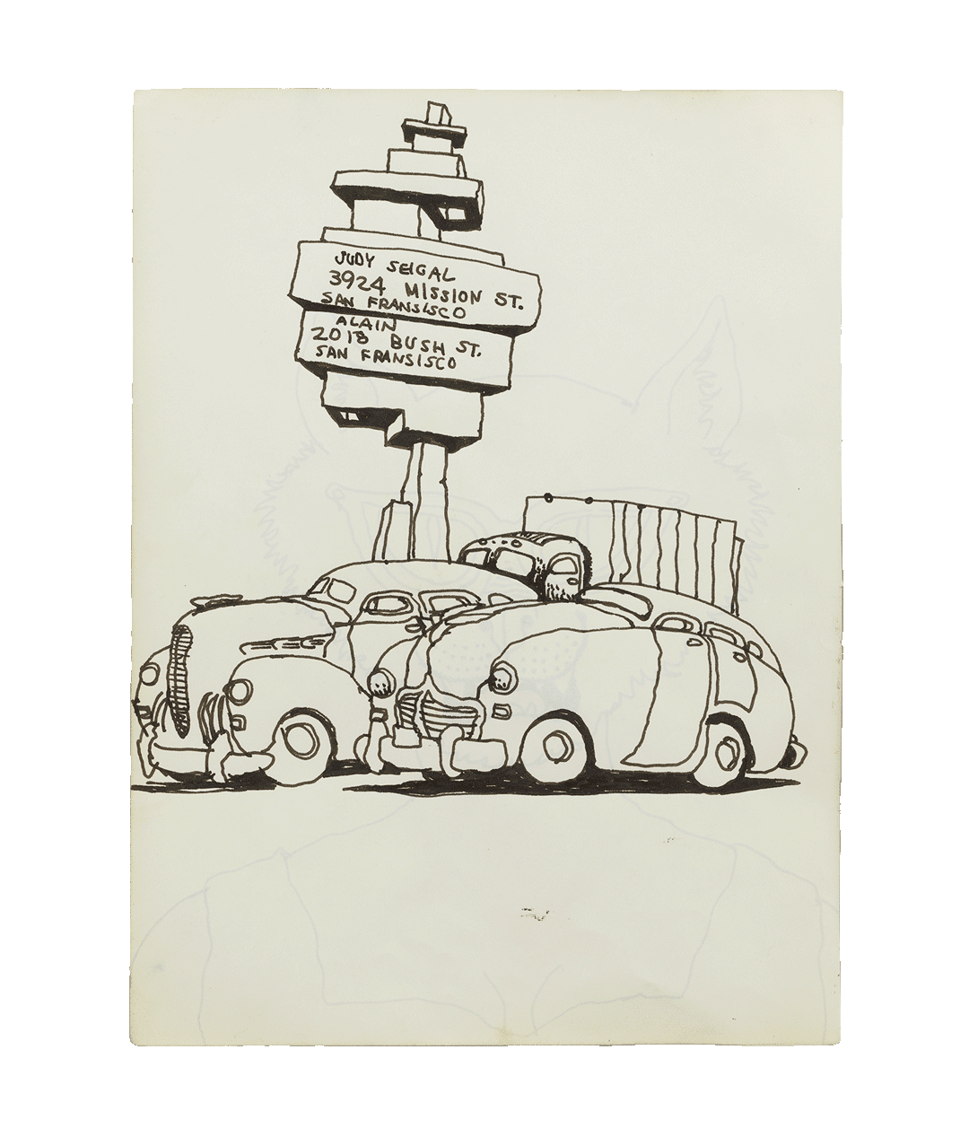 A drawing by R. Crumb, titled Judy Seigal, dated circa 1960's.