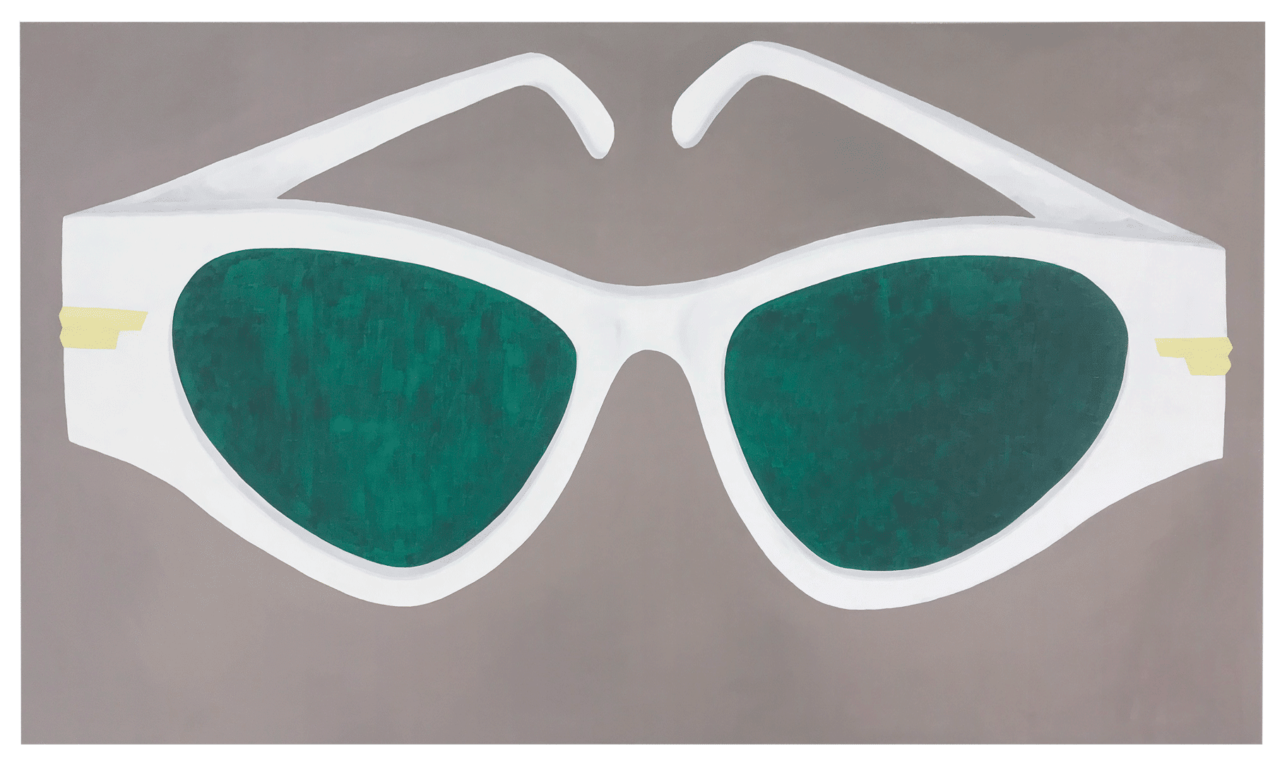 A painting by Raphaela Simon titled Weiße Brille (White Glasses), dated 2020.