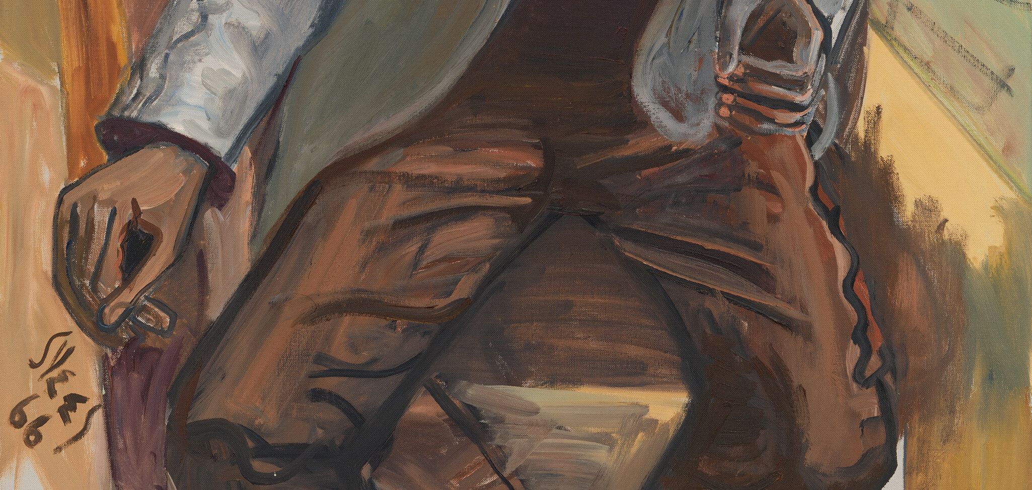 A detail from a painting by Alice Neel titled Black Man, dated 1966.